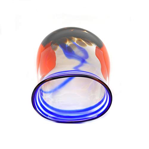 European Art Glass Veronique Vase - Clear with Blue & Orange Accents - Elegant Home Decor for Living Room, Dining Table & Wedding Centerpieces