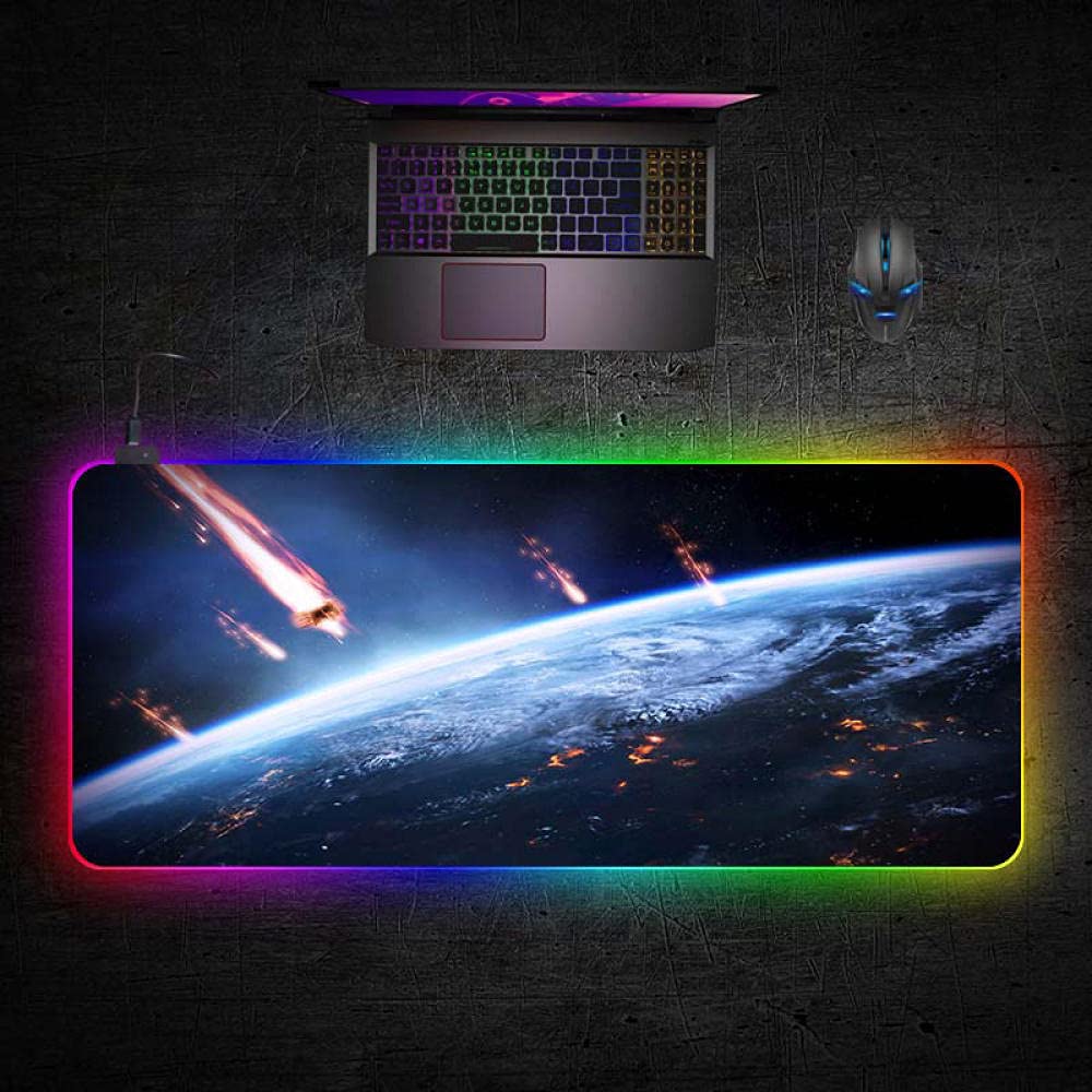 RGB Gaming Mouse Pad XXL - Meteorite LED Backlit for PC Gaming & Office