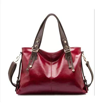 YESSmi Genuine Leather Tote Bag - Women's Oil Wax Leather Crossbody Shoulder Bag with Top Handle, Small Satchel Purse in Red | Perfect for Work, Travel & Everyday Use