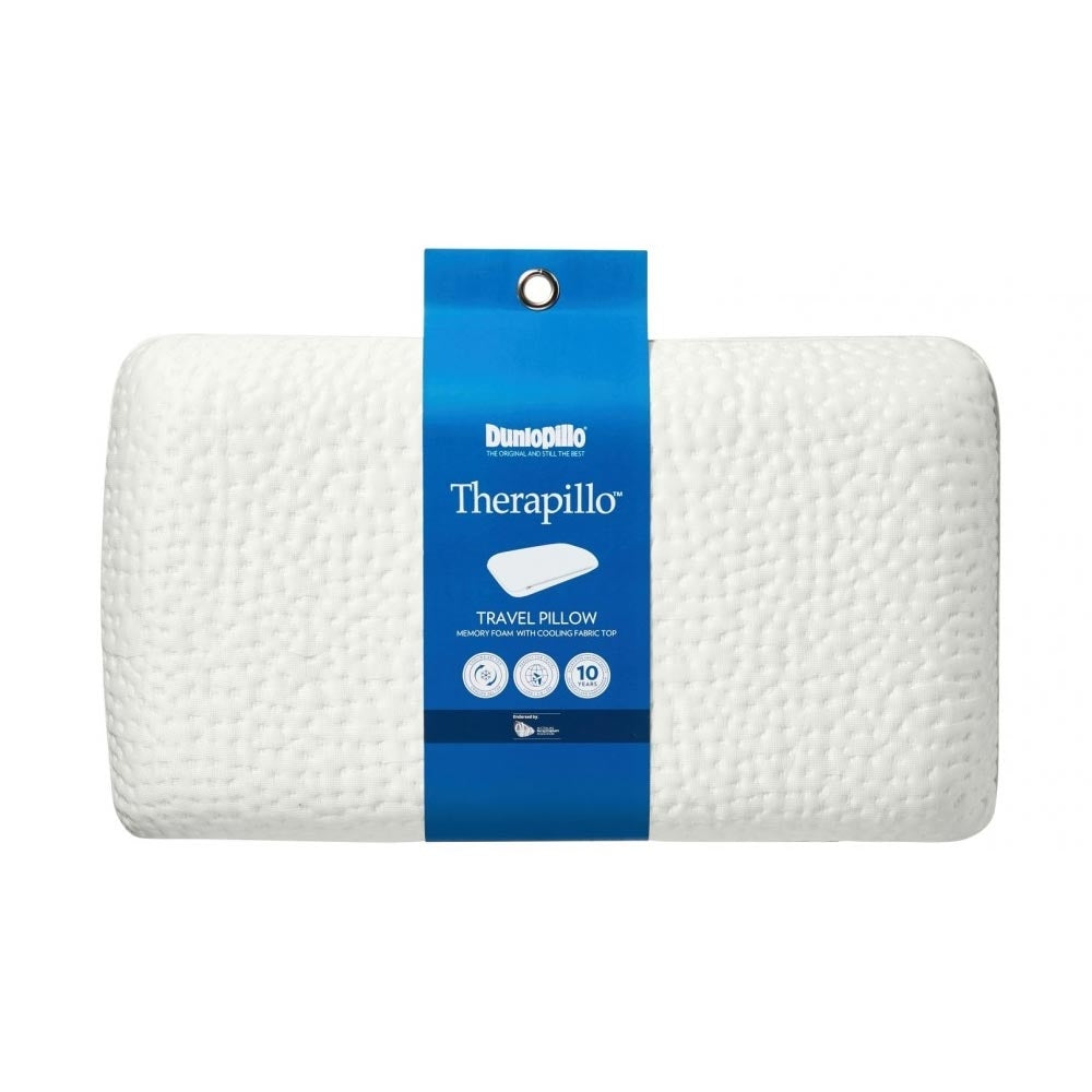 DUNLOPILLO Therapillo Premium Memory Foam Travel Pillow for Neck Support - Ergonomic Comfort for Airplane, Car & Office Use - Hypoallergenic & Machine Washable