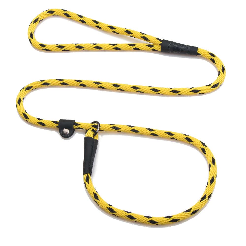 **Mendota Pet Slip Leash - Adjustable Dog Lead & Collar Combo for Small & Medium Breeds - 3/8 in x 4 ft - Durable & Lightweight - Made in USA - Black Ice Yellow - Perfect for Walking, Training & Outdoor Adventures**
