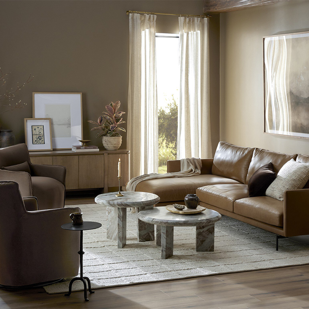 Dakota Nesting Coffee Table Set - Creamy Taupe Marble Top with Solid Wood Base | Perfect for Living Room, Lounge & Modern Home Decor