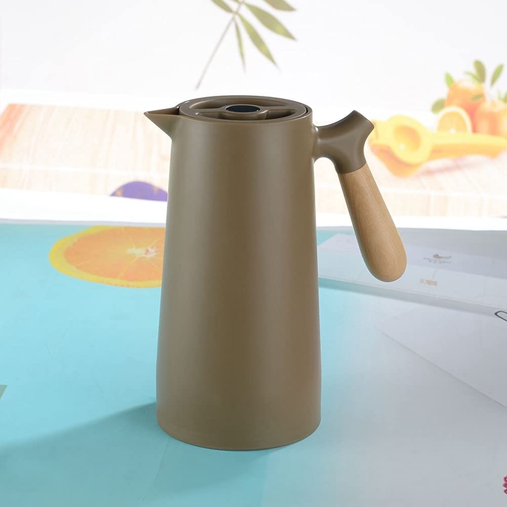 GANFANREN 1L Large Capacity Thermos Nordic Style Insulated Water Bottle with Glass Liner - Coffee Color - Perfect for Home, Office, Travel & Outdoor Activities
