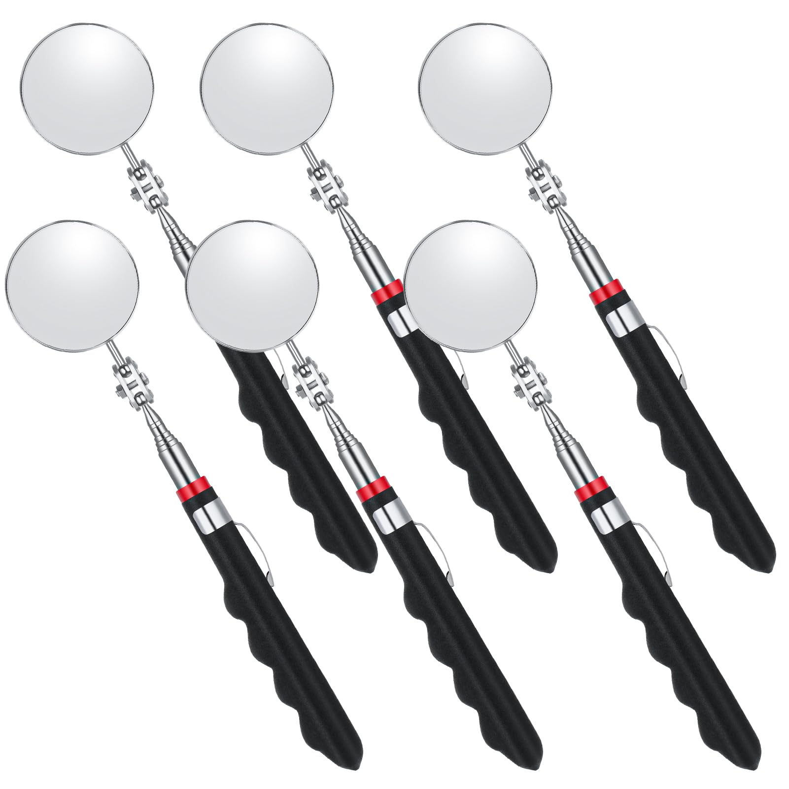 6-Piece Telescoping Inspection Mirror Set - 30 Inch Retractable Mechanical Mirror Tool for Under Vehicle Inspection & Car Visual Reflector - Perfect for Auto Repair, DIY Maintenance & Safety Checks