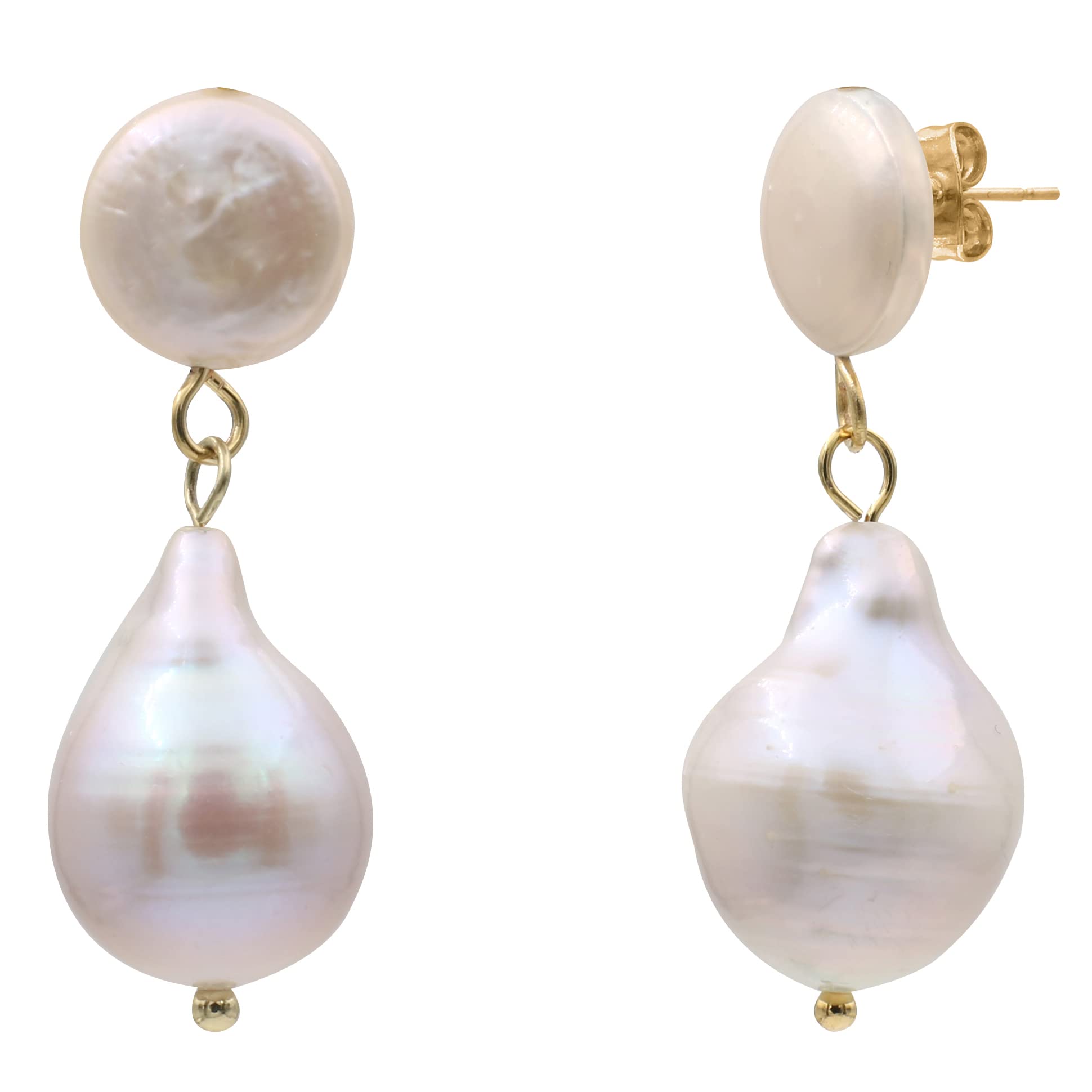 Elegant Baroque Pearl Double Drop Post Earrings for Women - Vintage Style Dangle Earrings for Wedding, Party & Special Occasions