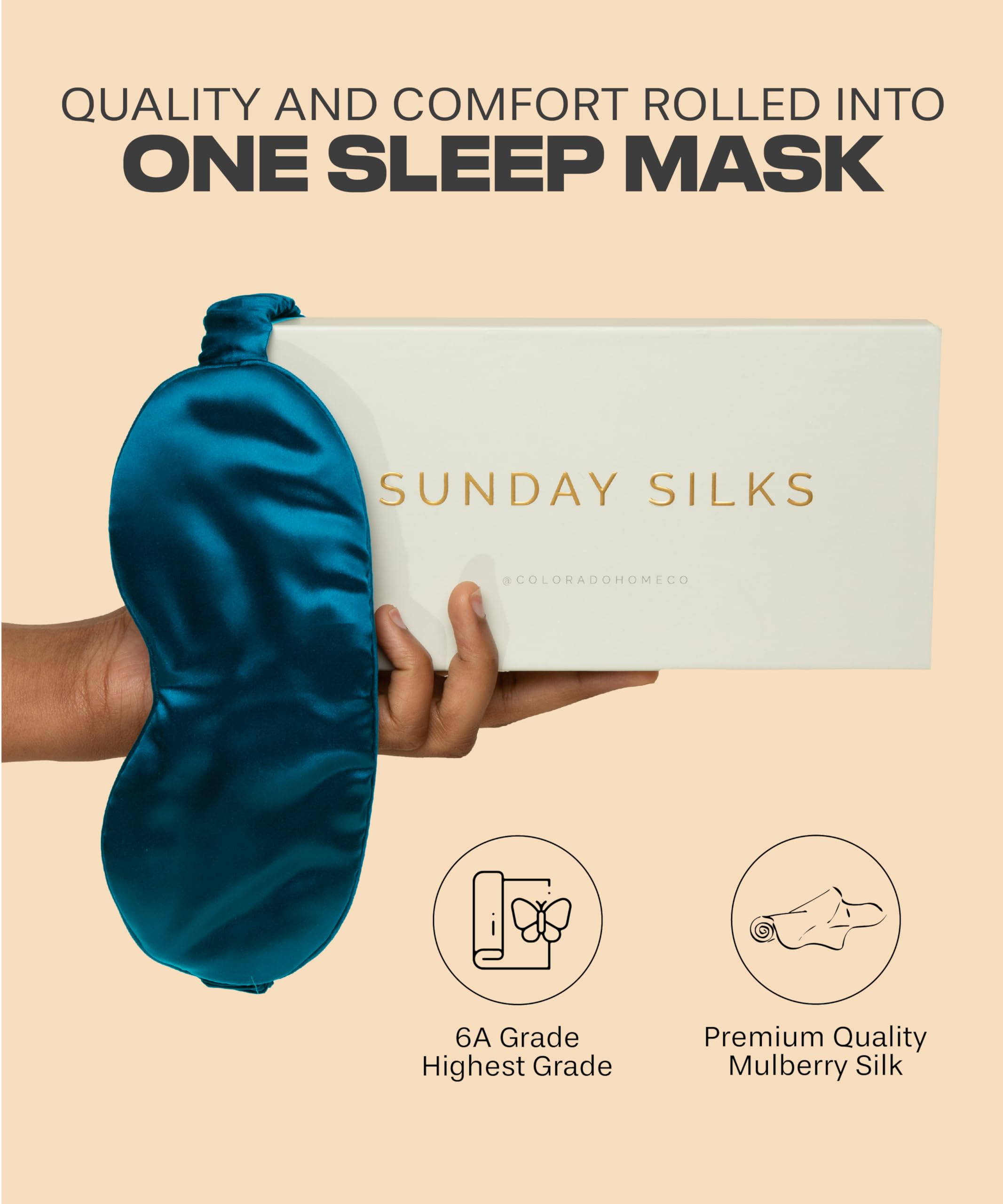 SUNDAYSILKS™ Premium 100% Mulberry Silk Sleep Mask - Blackout Eye Cover for Women & Men - Soft & Breathable for Sleeping, Travel, Yoga & Relaxation - Midnight Blue Luxury Sleep Accessory