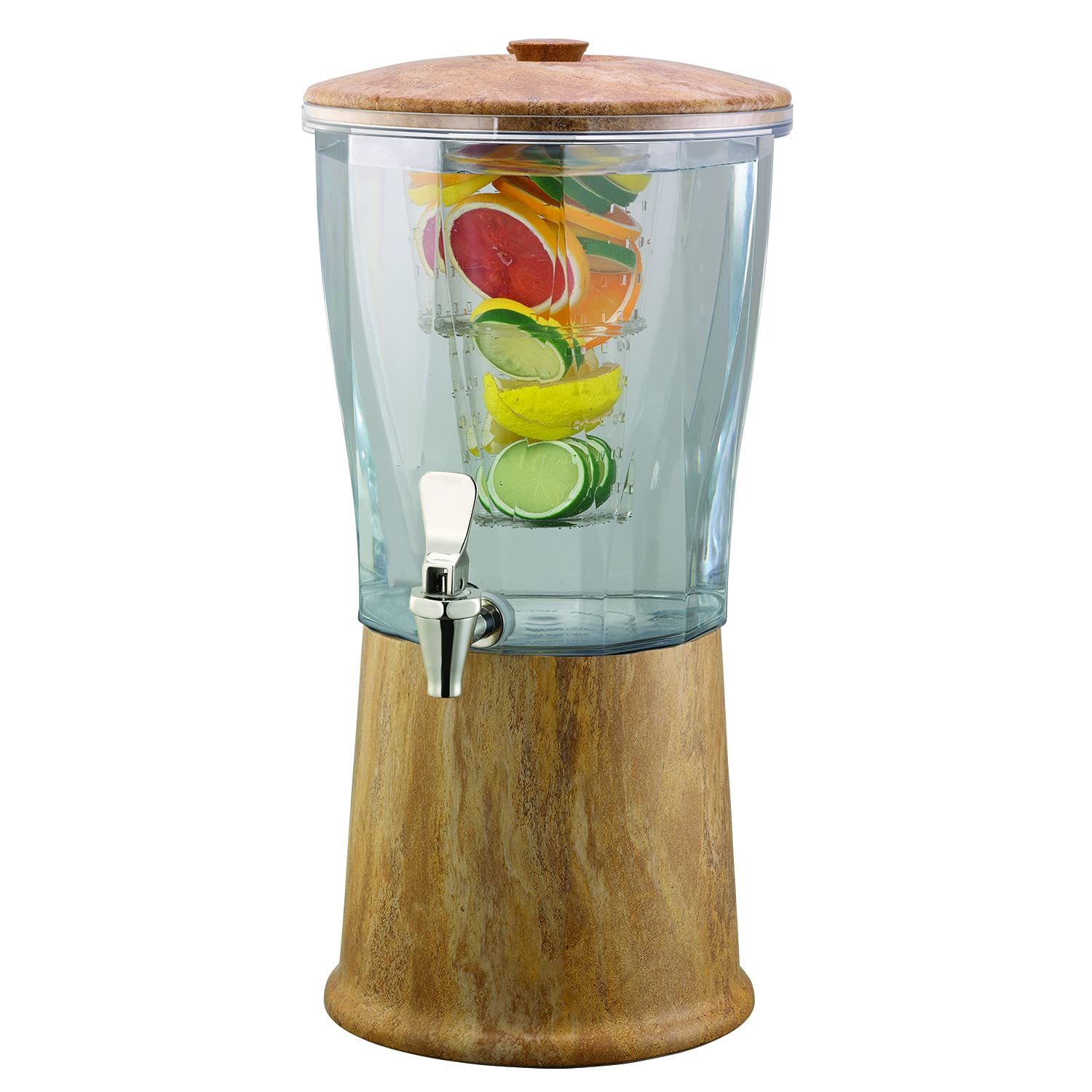 3 Gallon Stainless Steel Beverage Dispenser with Infuser Tube & Spigot - Travertine Marble Design for Parties, Weddings & Outdoor Events