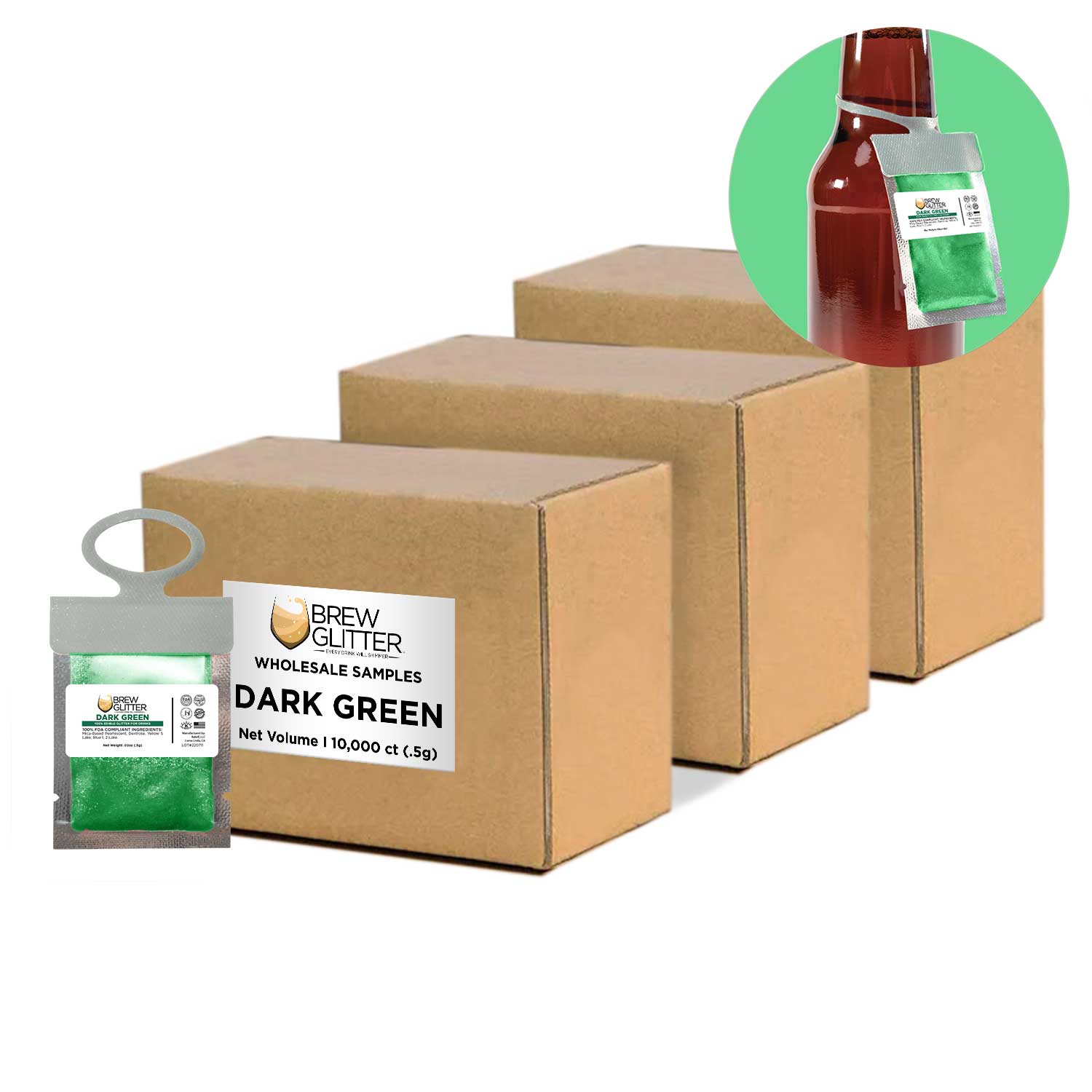 Premium Dark Green Brew Glitter® Necker Scarf - Bulk Wholesale for Coffee Shops, Bars & Breweries - Perfect for Staff Uniforms & Branding Accessories