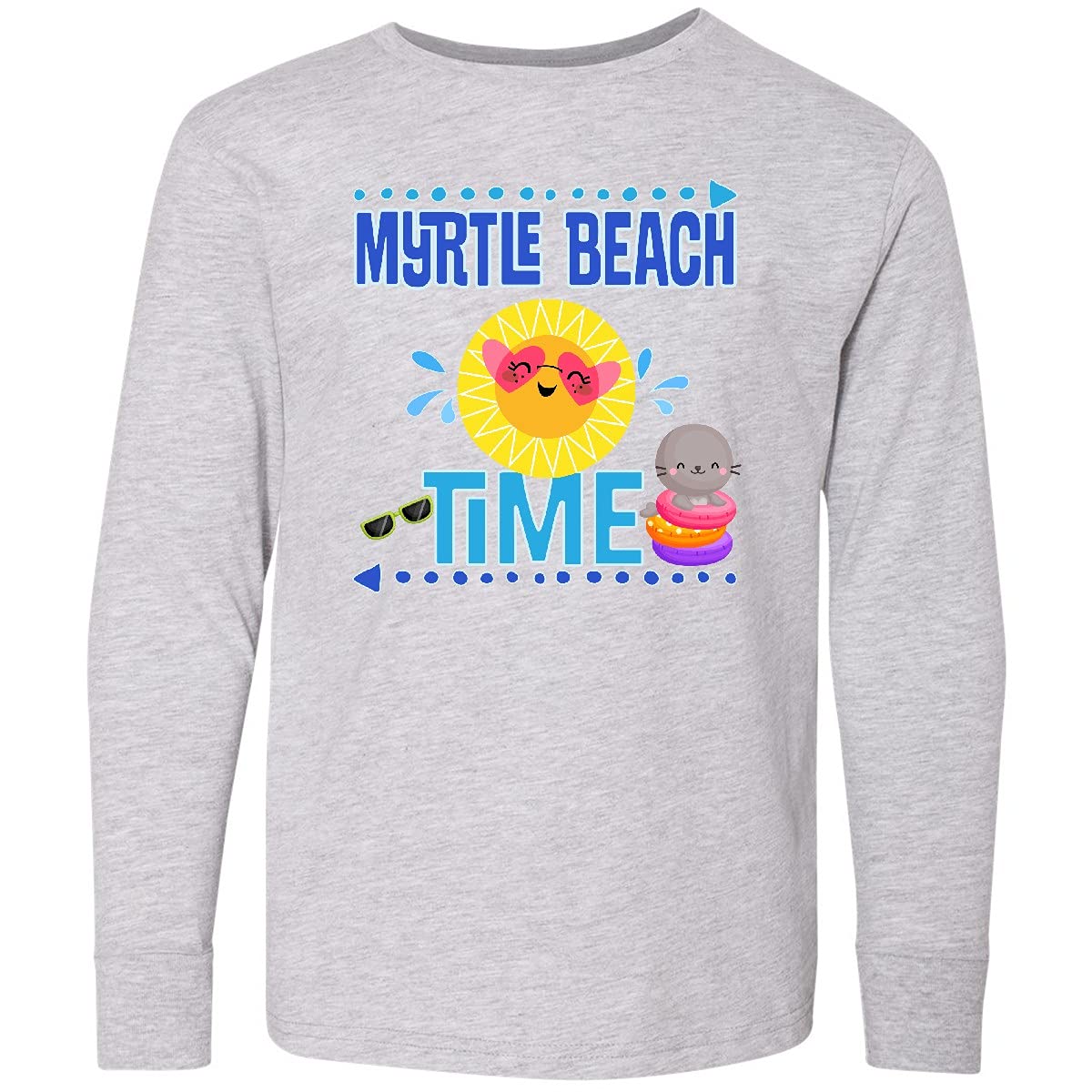 Inktastic Myrtle Beach Vacation Time Youth Long Sleeve T-Shirt - Comfortable Kids Travel Shirt for Beach Trips & Family Vacations