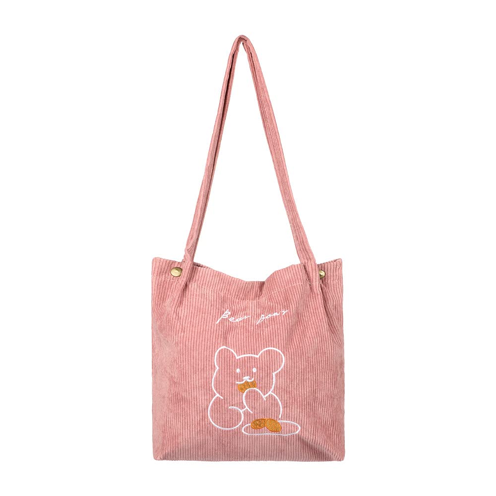 Cute Bear Shoulder Bag - Kawaii Casual Tote Handbag for Women, Embroidery School Bag, Lightweight Storage Purse - Perfect for School, Work, Travel & Daily Use