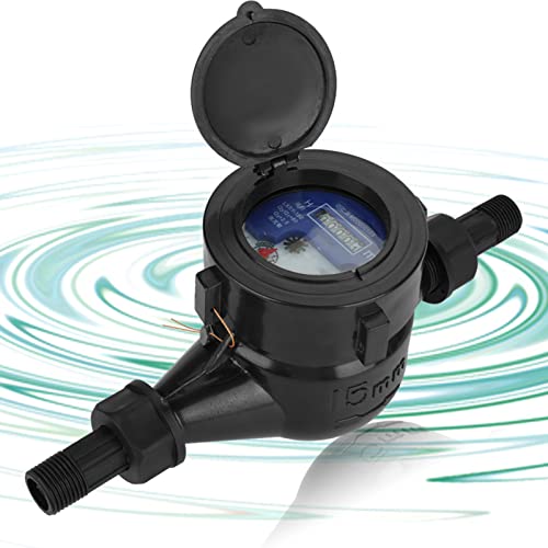 Black LXS-15 Water Flow Meter - Plastic Cold Water Measuring Tool for Garden & Home Use | Accurate Dry Table Measurement for Irrigation, Plumbing & DIY Projects