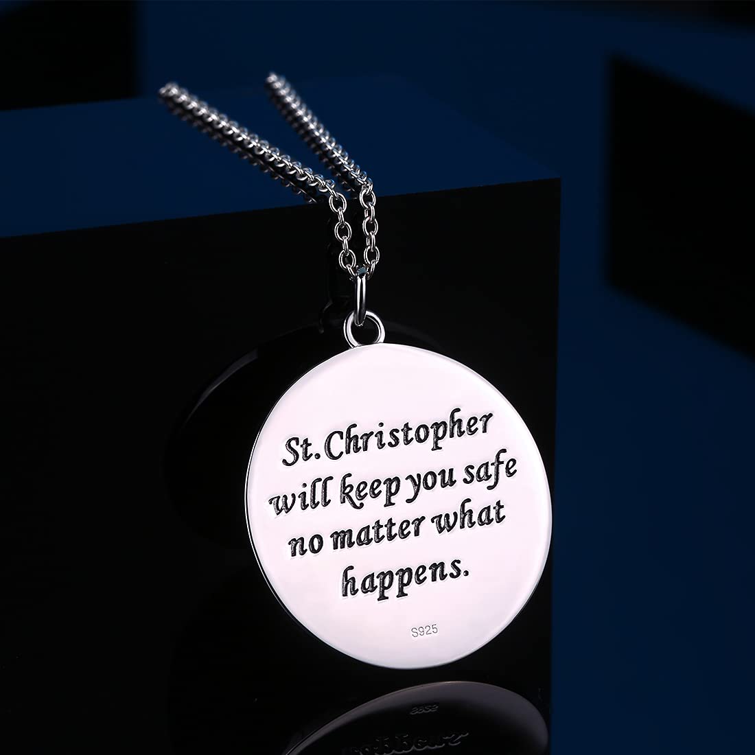 St. Christopher Medal Necklace for Men - Sterling Silver Religious Protector Pendant with Chain - Antique Style Saint Christopher Jewelry for Travelers & Outdoor Enthusiasts - Perfect Gift for Baptism, Confirmation & Spiritual Protection