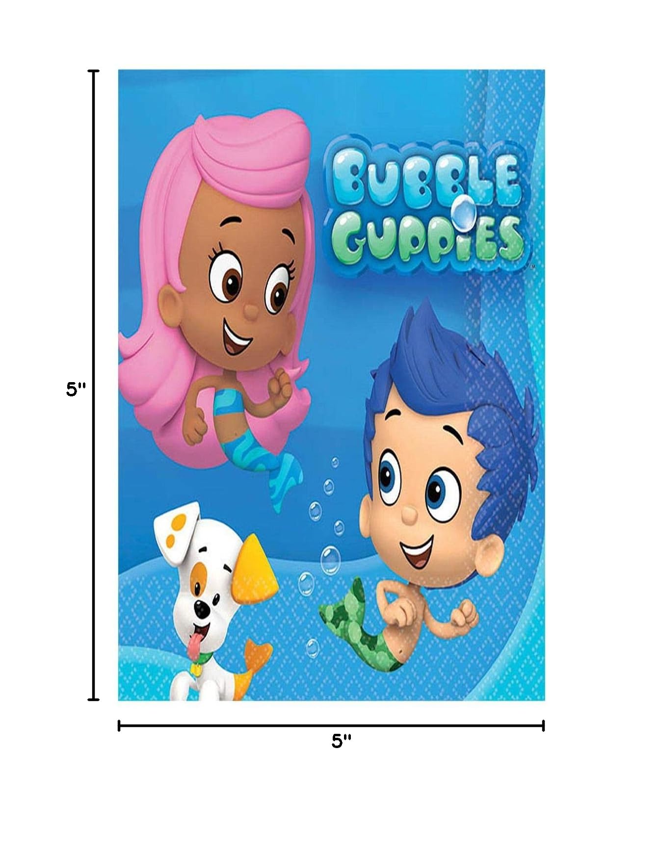 Amscan Bubble Guppies 16-Count Beverage Napkins for Kids Birthday Party, Baby Shower & Themed Celebrations - Colorful Cartoon Paper Party Supplies
