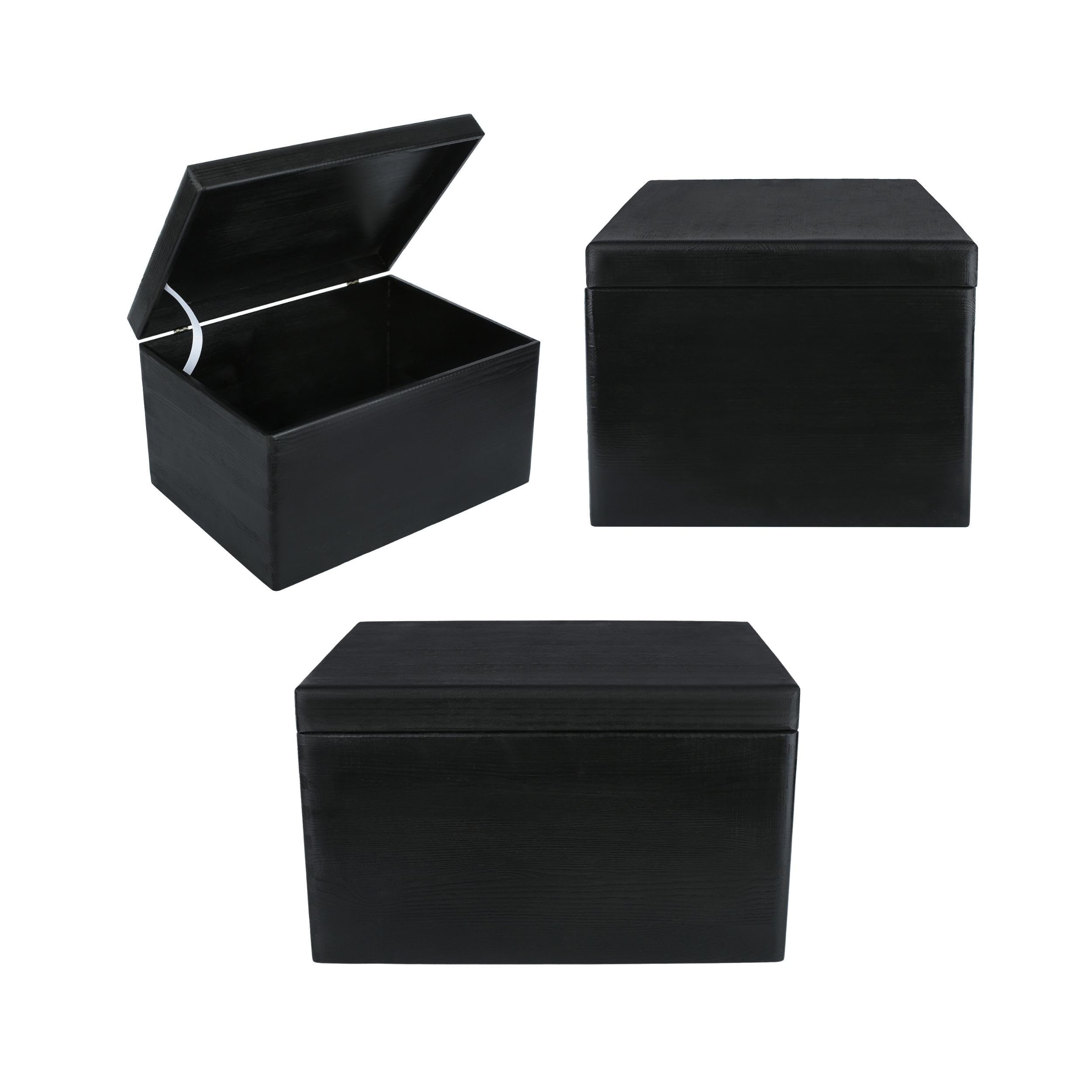 Premium Large Black Wooden Storage Box with Hinged Lid - 15.8 x 11.8 x 9.44 Inches (+-0.5) - Organizer for Tools, Dog Toys, Shoes, Clothes, Kitchen Items & Documents - Handcrafted Wooden Keepsake Chest - Perfect for Home Organization, Gift Wrapping & Decorative Storage