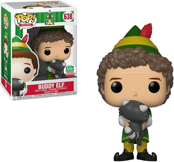 Buddy Elf with Raccoon Limited Edition Exclusive #638 (VAULTED) - Funko Pop! Christmas Collectible - Perfect for Holiday Decor & Movie Fan Gifts