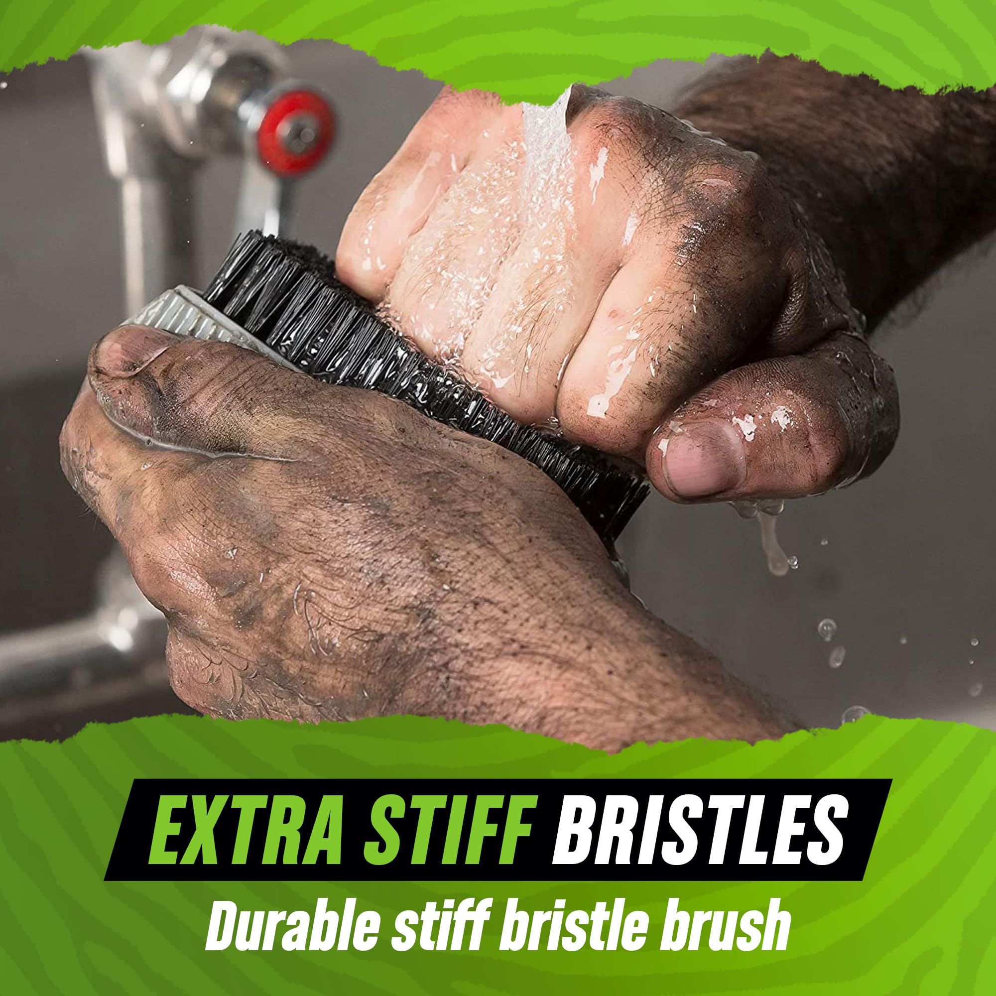 Heavy Duty Nail Brush for Cleaning Hands & Under Nails - Grip Clean Mechanical Nail Brush for Men & Women - Perfect for Mechanics, Gardeners & Healthcare Workers