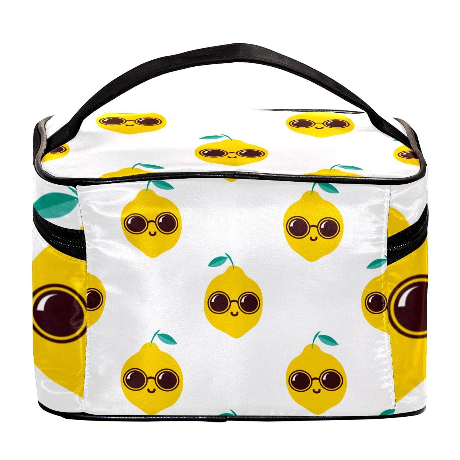 Stylish Large Lemon Print Travel Makeup Bag - Waterproof Cosmetic Organizer with Zipper for Women & Girls - Perfect for Gym, Vacation & Daily Essentials Storage