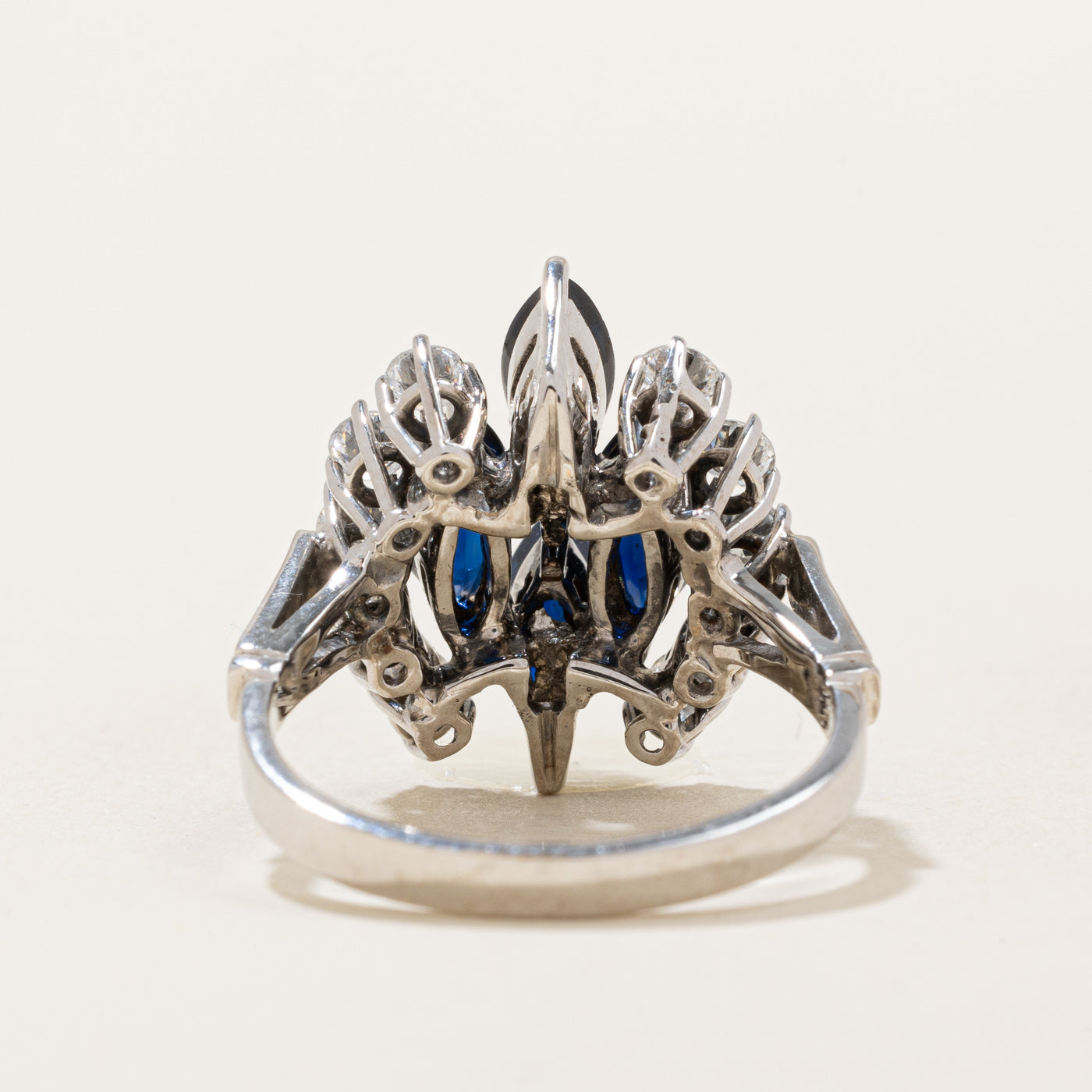 1.80ctw Synthetic Sapphire & 0.80ctw Natural Diamond Cocktail Ring - Size 6.75 | Elegant Statement Jewelry for Evening Parties, Weddings & Special Occasions