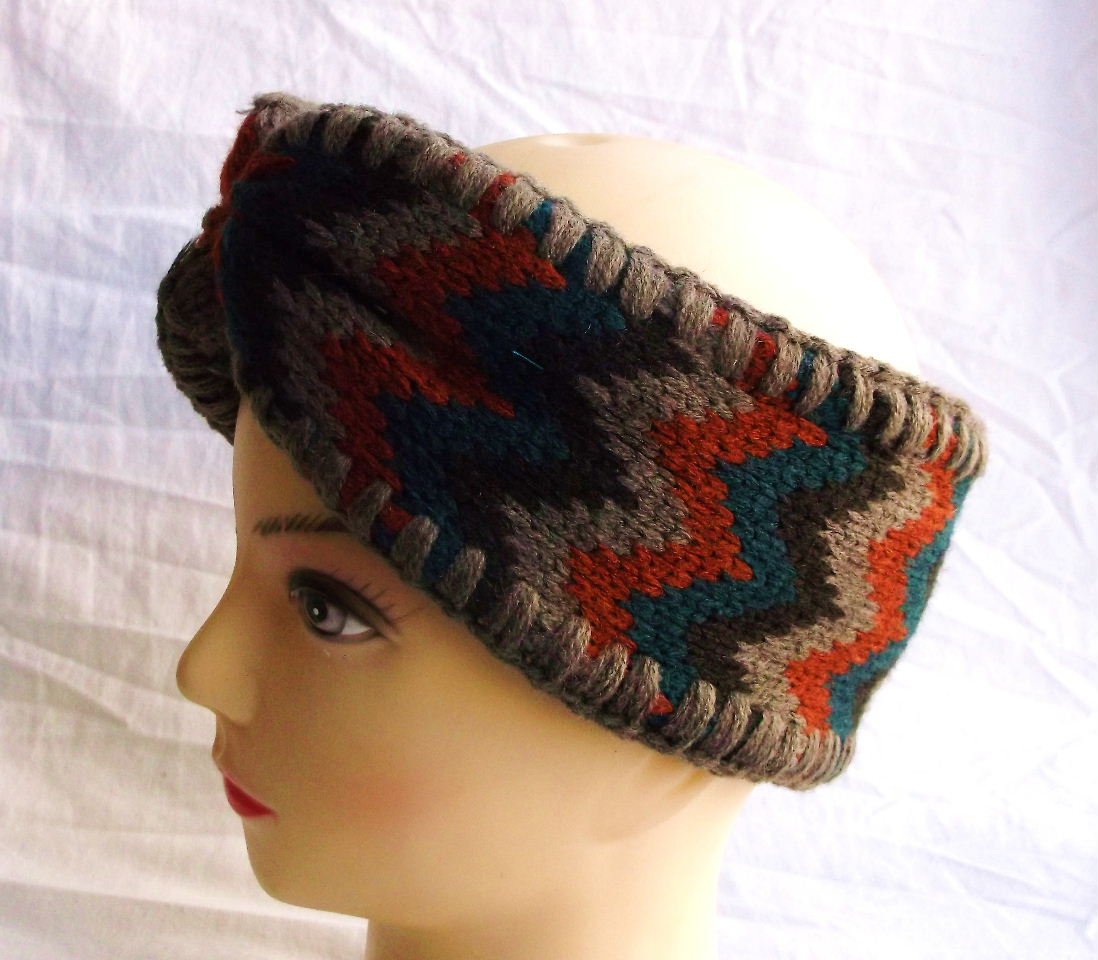 Orange Brown Crochet Headband for Women - Boho Hair Accessory for Yoga, Running, and Everyday Fashion