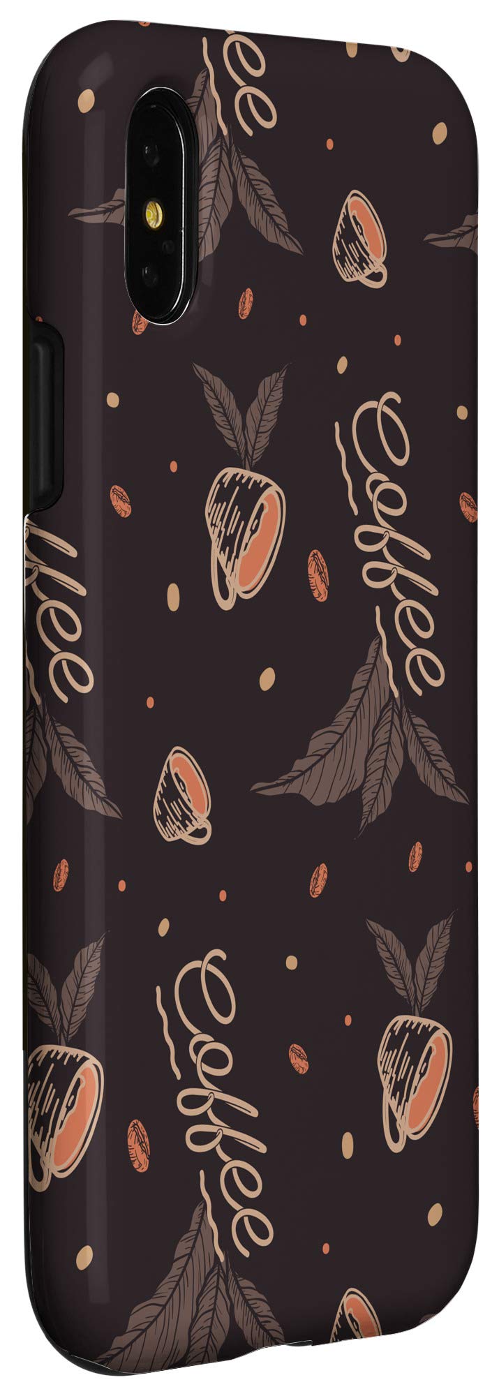 iPhone X/XS Coffee Lover Case - Brown Coffee Leaves & Beans Design - Perfect for Coffee Enthusiasts & Daily Use