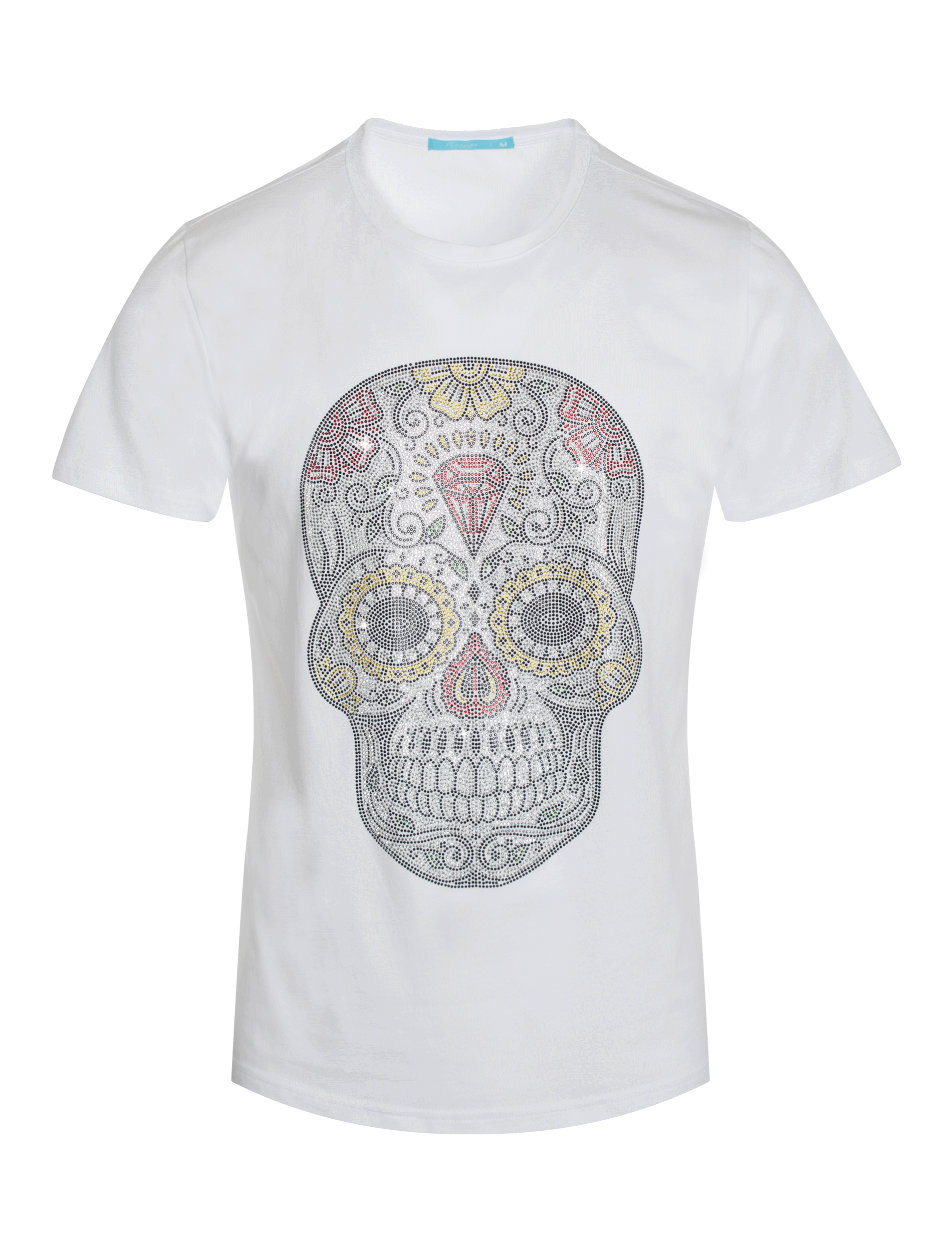 Crystal Skull Design T-Shirt for Men & Women - Gothic Fashion Tee with Rhinestones - Perfect for Halloween, Concerts & Edgy Streetwear