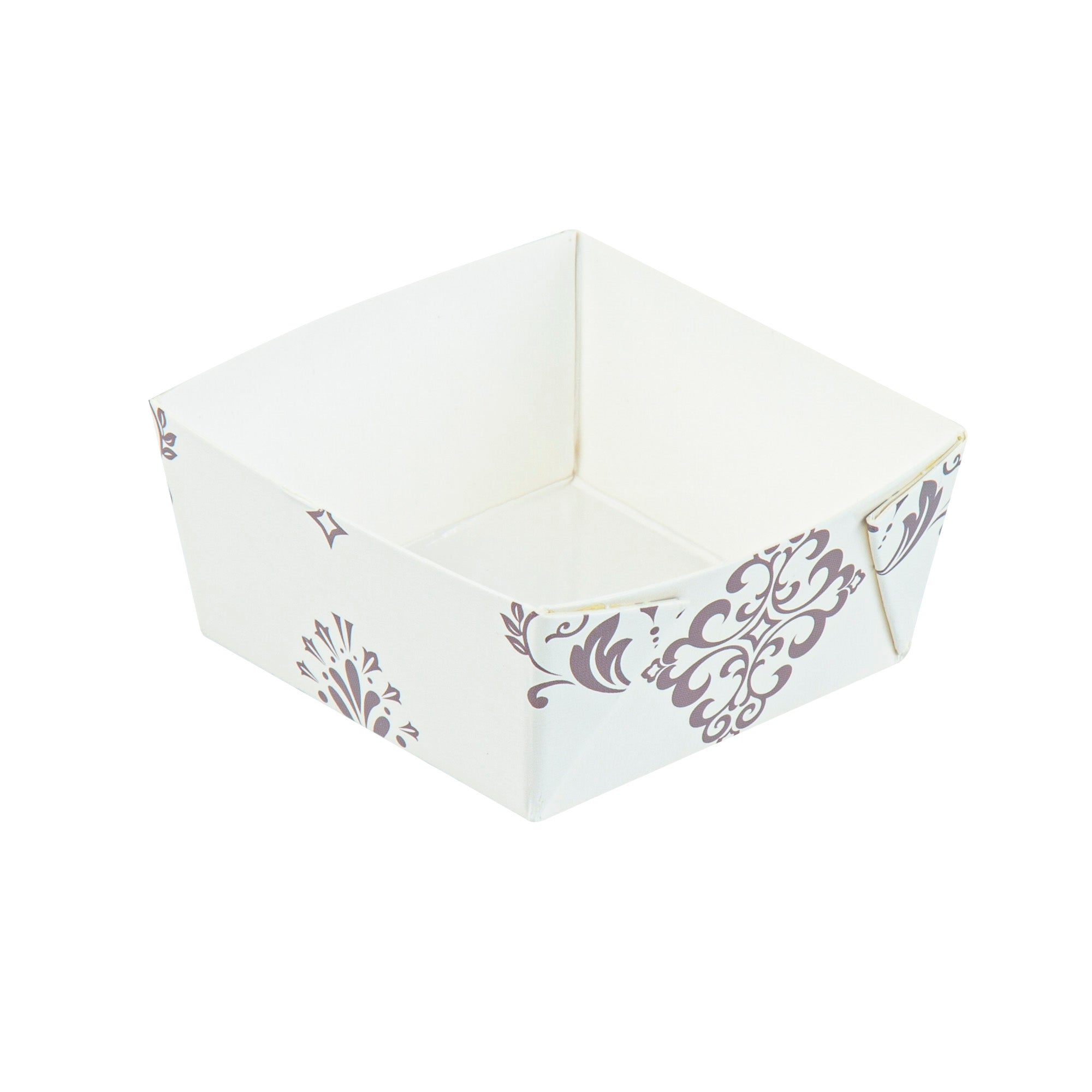 Vintage Floral Beige Paper Baking Cups - 6 oz Square, Greaseproof, 3x3x1.5 Inches - 100 Count Box - Perfect for Cupcakes, Muffins & Party Desserts
