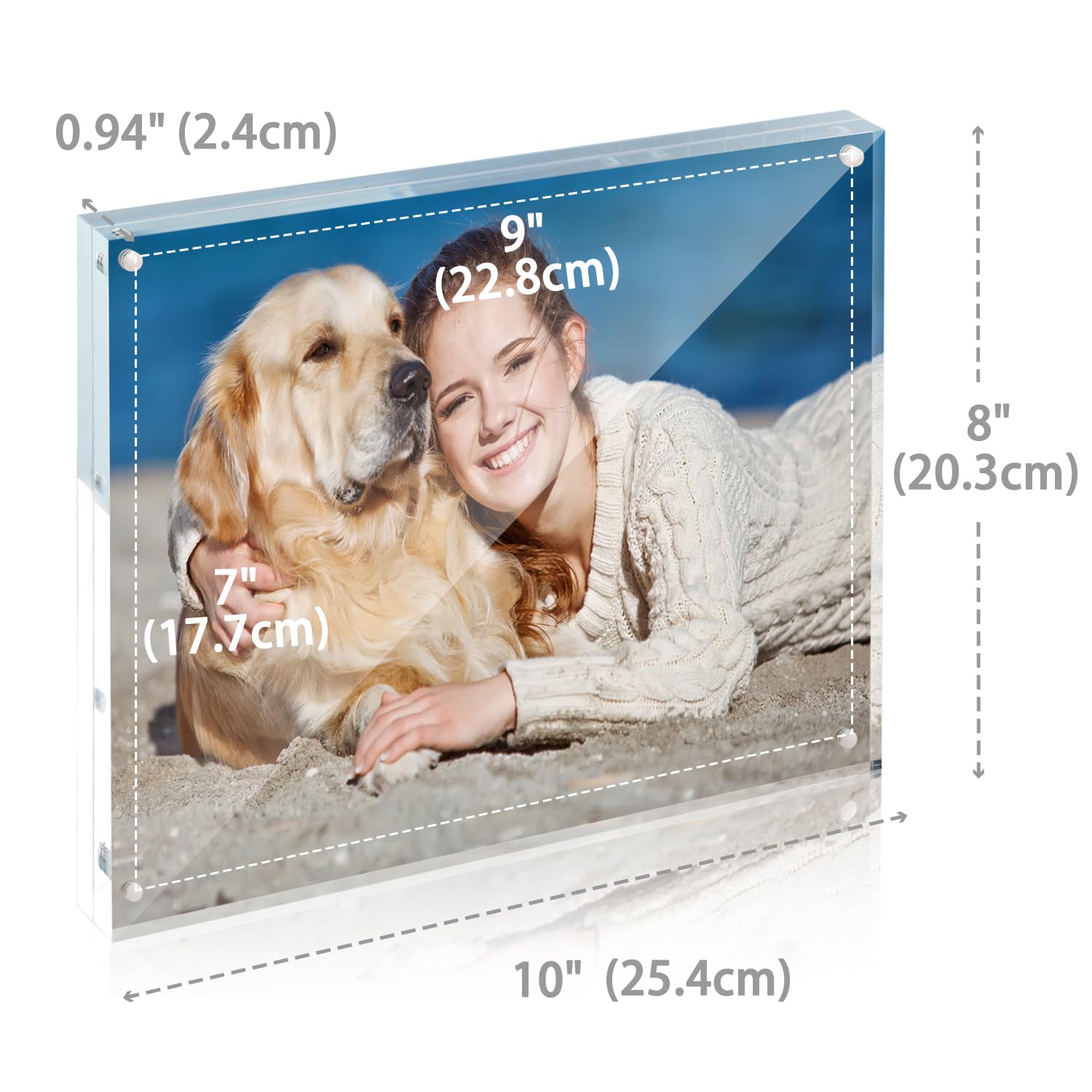 Premium 5 Pack 8x10 Magnetic Acrylic Picture Frames - 20% Thicker Shatterproof Clear Photo Frames, Self Standing Double Sided Display for Wall, Tabletop & Gift Giving - Perfect for Home Decor, Office & Wedding Photos