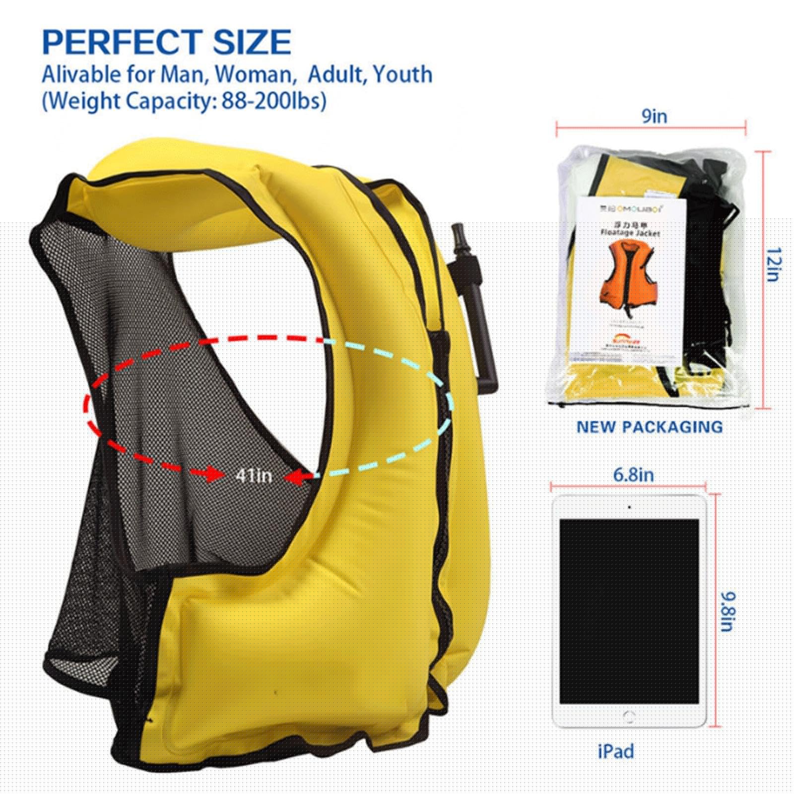 **Inflatable Snorkel Vest for Adults - Portable Life Jacket with Leg Straps for Kayaking, Swimming & Water Travel - Lightweight & Safety Approved**