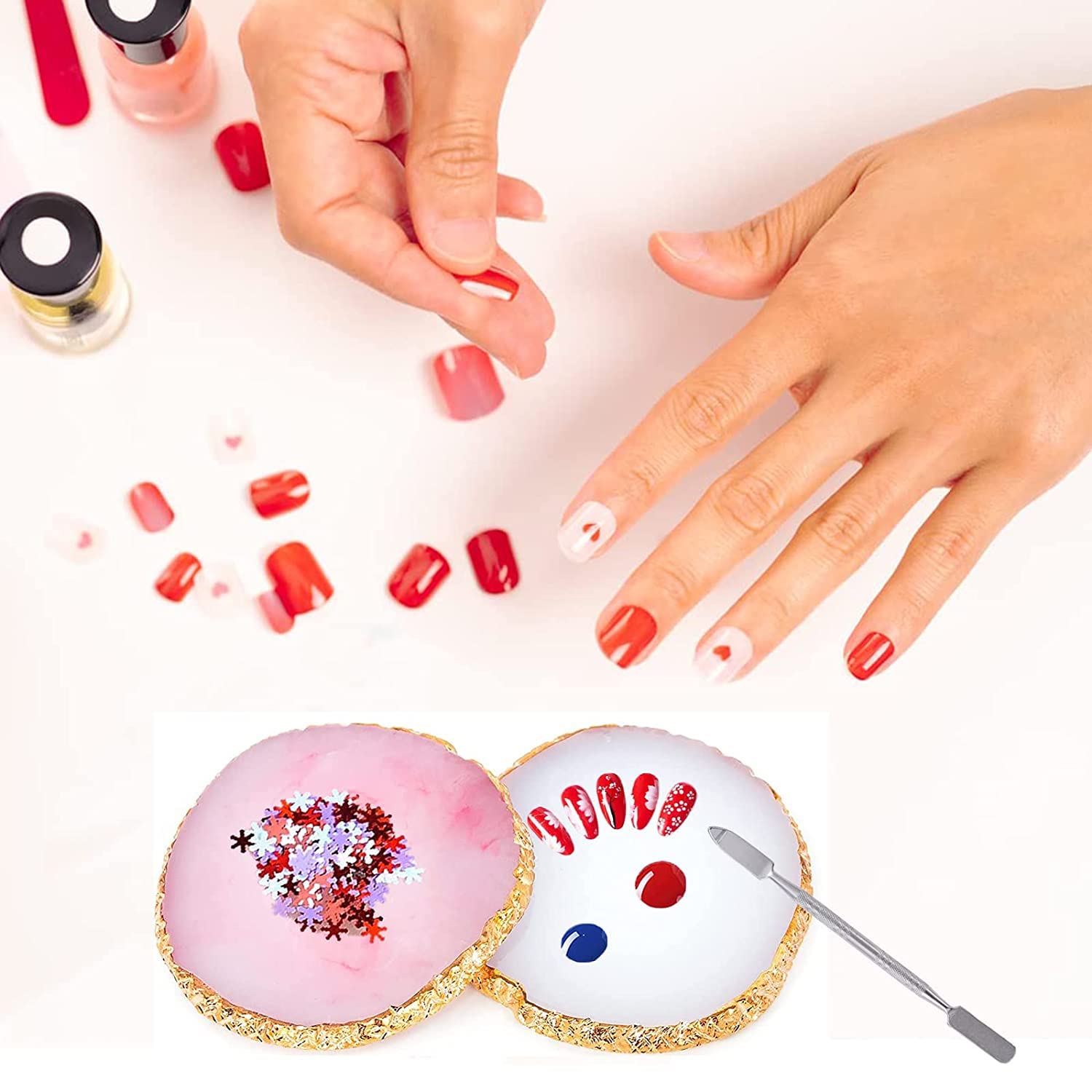21 PCS Professional Nail Art Brushes Set with Gold Palette & Dotting Tools - Complete DIY Manicure Kit for Women - Perfect for Home Salon, Nail Design, and Professional Nail Art Decoration