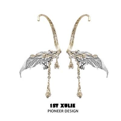 18K Gold Feather Ear Clips for Women - Elegant Luxury Jewelry Gift for Birthday, Anniversary & Special Occasions | Perfect for Parties, Weddings & Evening Events