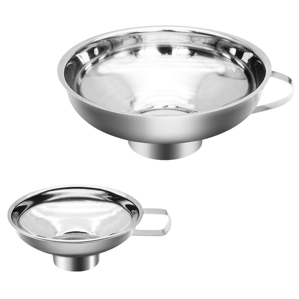 Stainless Steel Canning Funnel Set - 2 Pack Wide & Regular Mouth Kitchen Funnels for Mason Jars, Liquid & Dry Food Transfer - Perfect for Home Canning, Cooking, Baking and Food Preservation