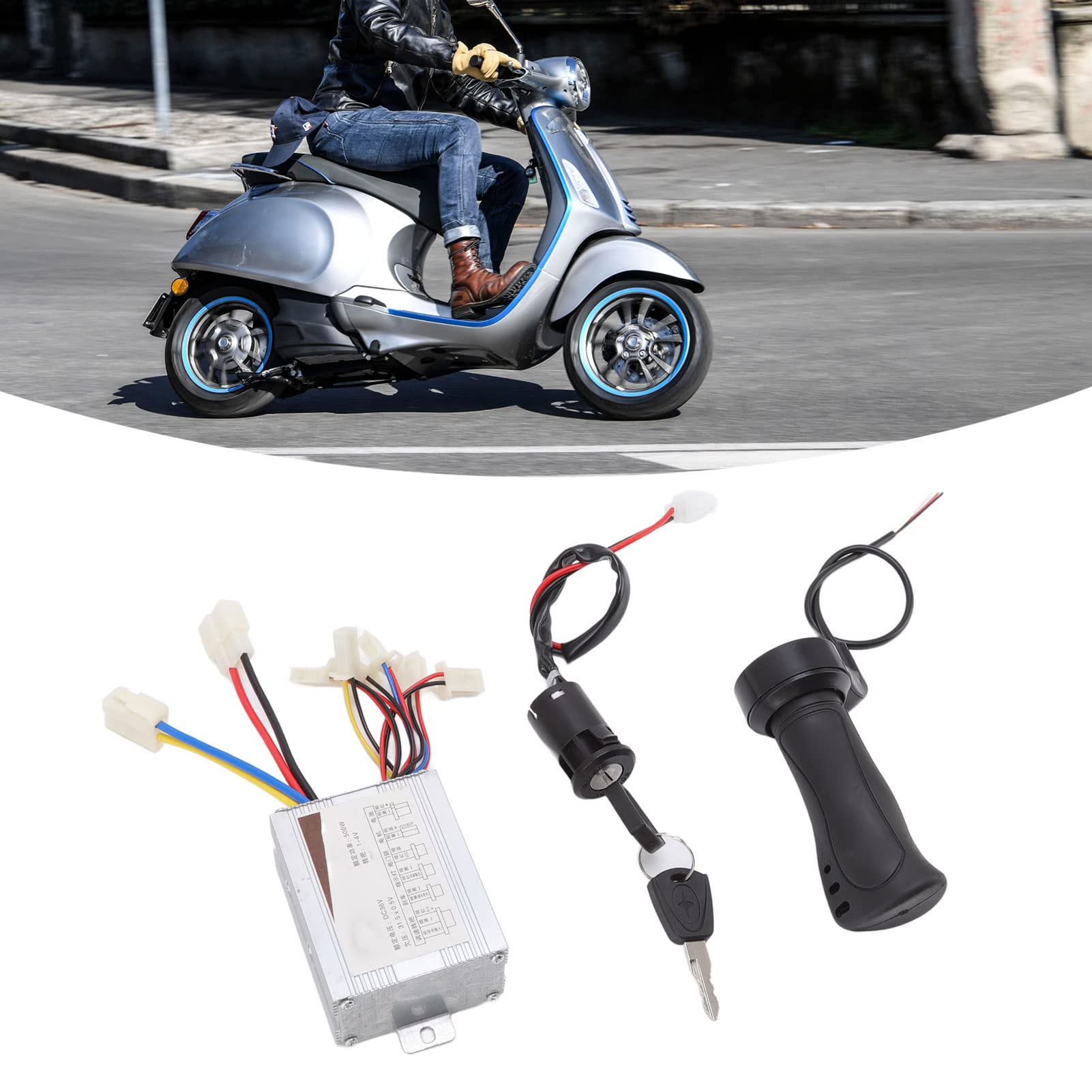 36V 500W Electric Scooter Brush Motor Controller with Throttle Grip - Compatible with E-Bikes, Electric Scooters & Door Locks - Perfect for Commuting, Urban Travel & Home Security Systems