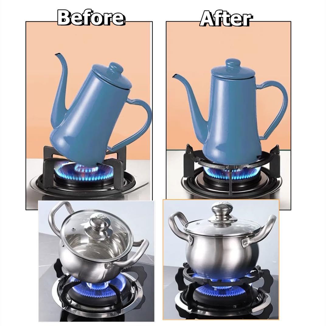 Cast Iron Wok Support Ring - Non-Slip Gas Burner Reducer for Moka Pot, Coffee Maker & Small Saucepan | Heavy Duty Stove Extender & Trivet for Gas Hob | Perfect for Camping, Outdoor Cooking & Home Kitchen Use