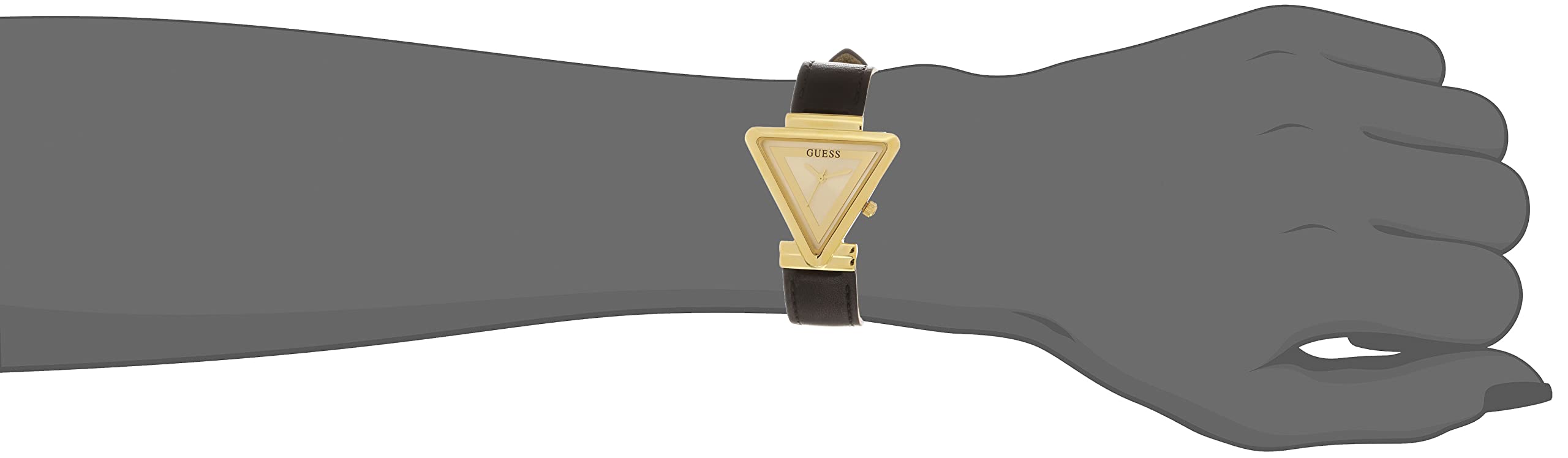GUESS Ladies 34mm Gold-Tone Watch with Black Leather Strap & Champagne Dial - Perfect for Office, Date Night & Everyday Wear