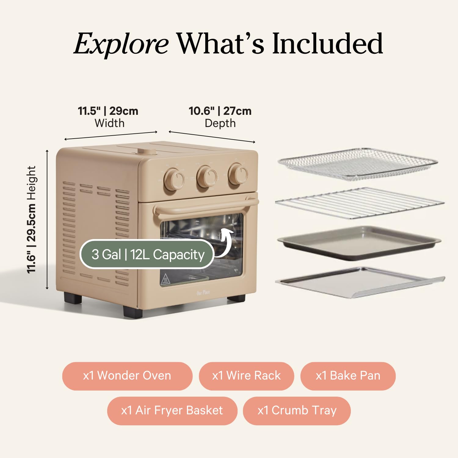 Our Place Wonder Oven - 6-in-1 Air Fryer Toaster Oven with Steam Infusion Technology | Compact Countertop Convection Oven for Air Frying, Baking, Roasting, Toasting & Reheating | Fast Preheat & Energy Efficient | Perfect for Small Kitchens, Apartments, Dorms & RV Cooking