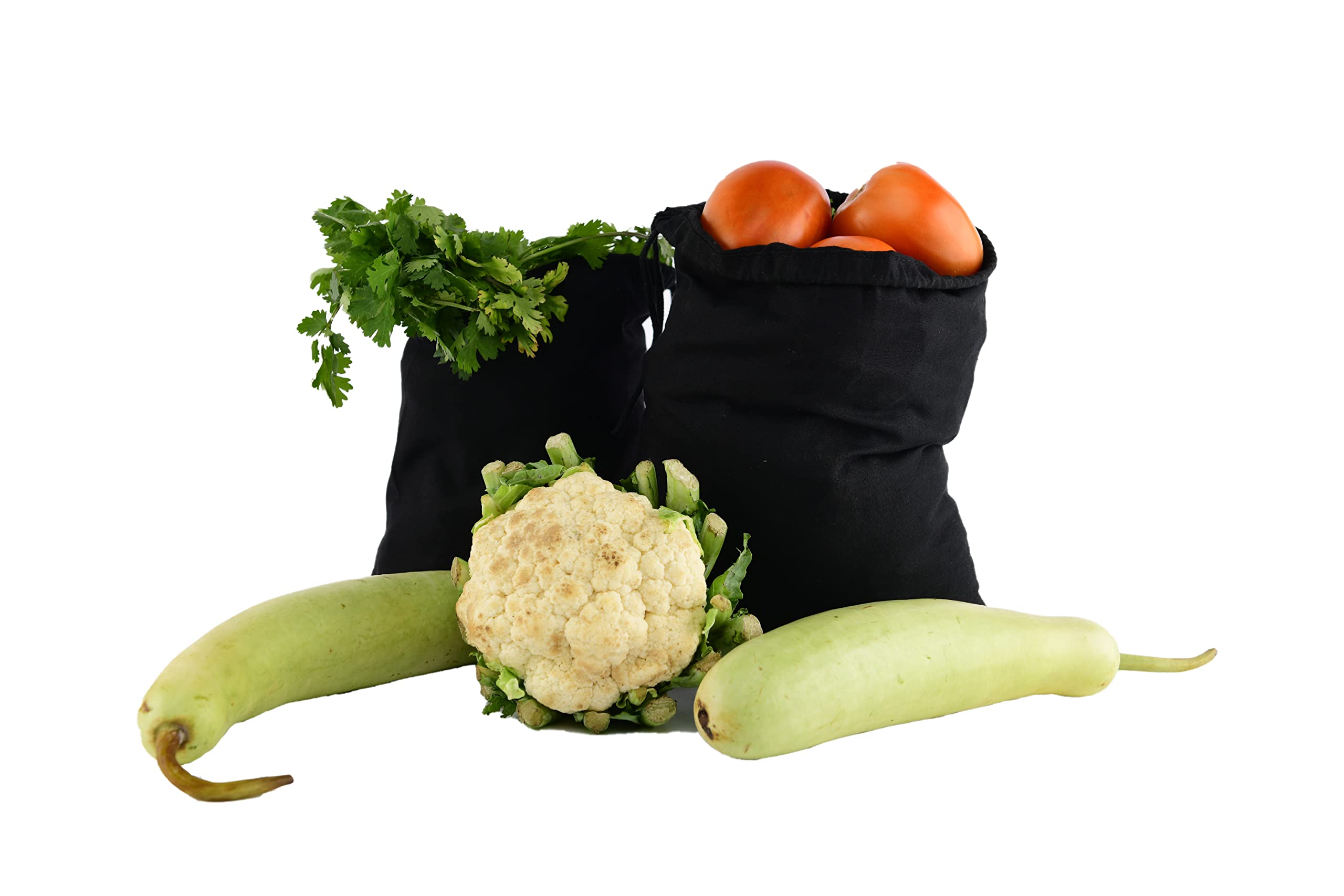 4x6 Inches Eco-Friendly Cotton Muslin Drawstring Bags - Reusable, Biodegradable Produce Bags for Fruits, Vegetables & Bulk Shopping (Black, Pack of 25) - Perfect for Farmers Markets, Grocery Stores & Zero Waste Lifestyle