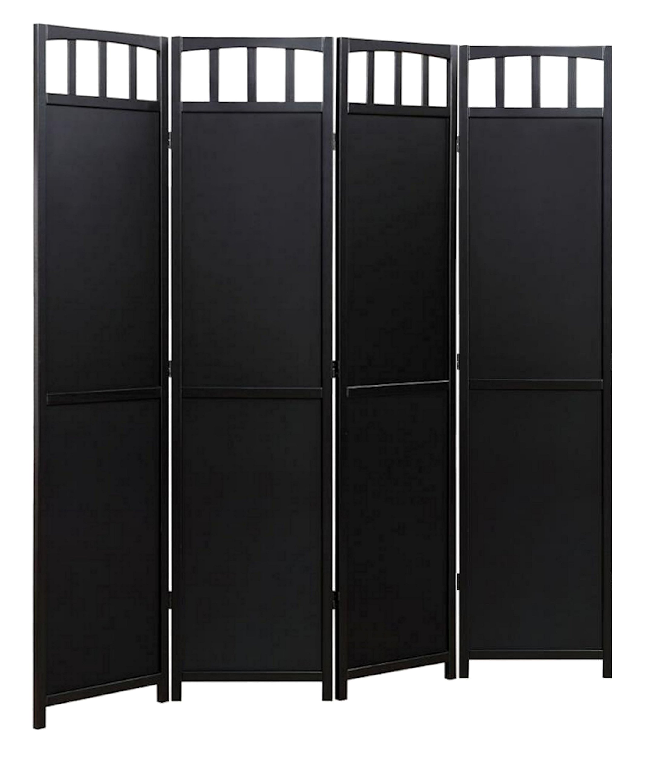 Legacy Decor 4-Panel Wooden Room Divider Privacy Screen - 5.6 Feet Tall, Black Finish for Home Office, Patio & Bedroom Separation