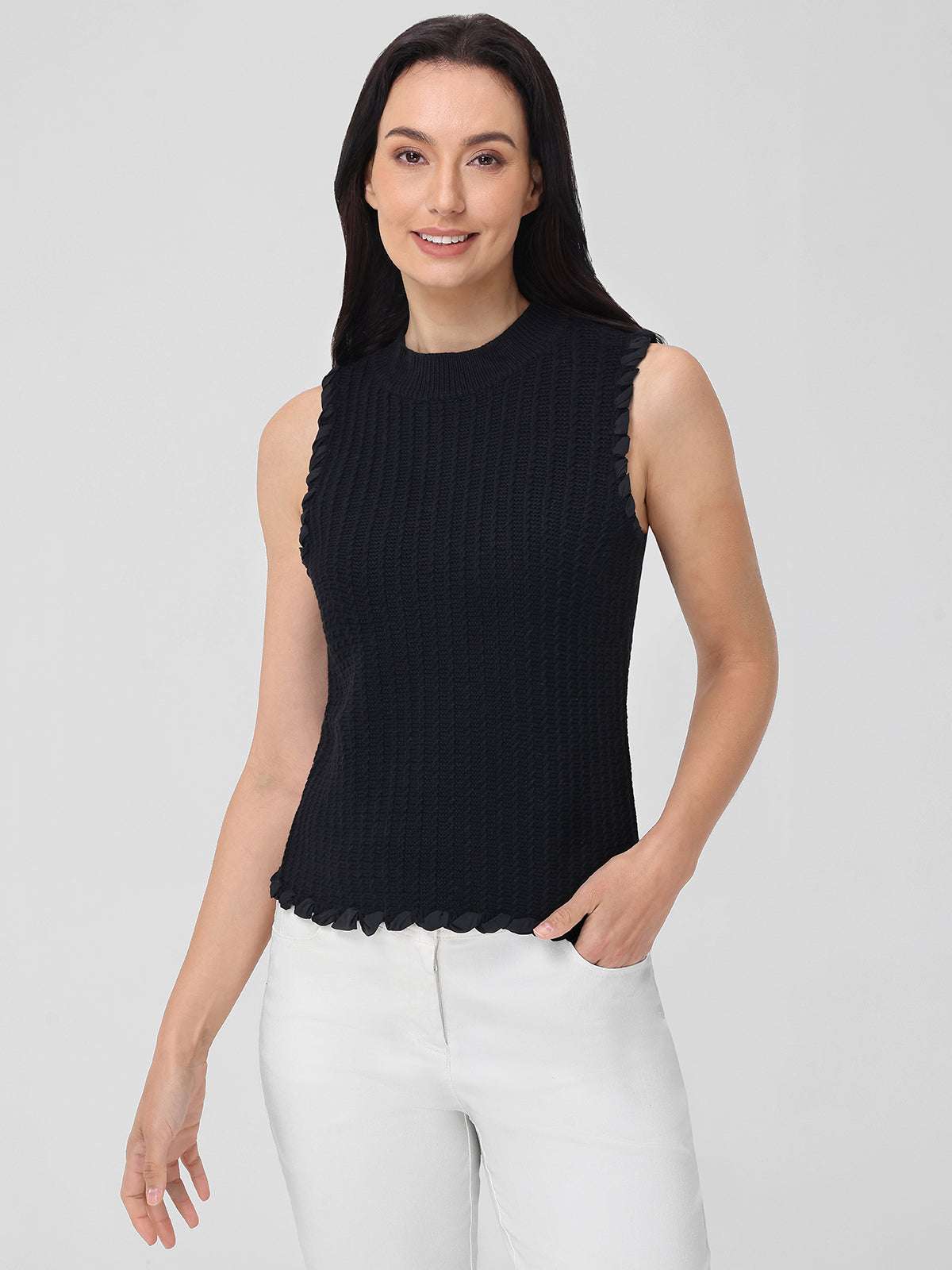 Stephanie Women's Whipstitch Knitted Cotton Tank Top - Breathable Summer Casual Wear for Beach, Yoga & Everyday Outfits