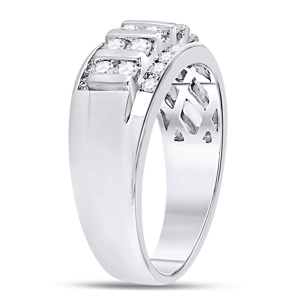 14K White Gold Men's Round Diamond Wedding Band Ring - 1 CTTW Natural Round White Diamonds in Channel Setting | Perfect for Engagement, Anniversary & Special Occasions