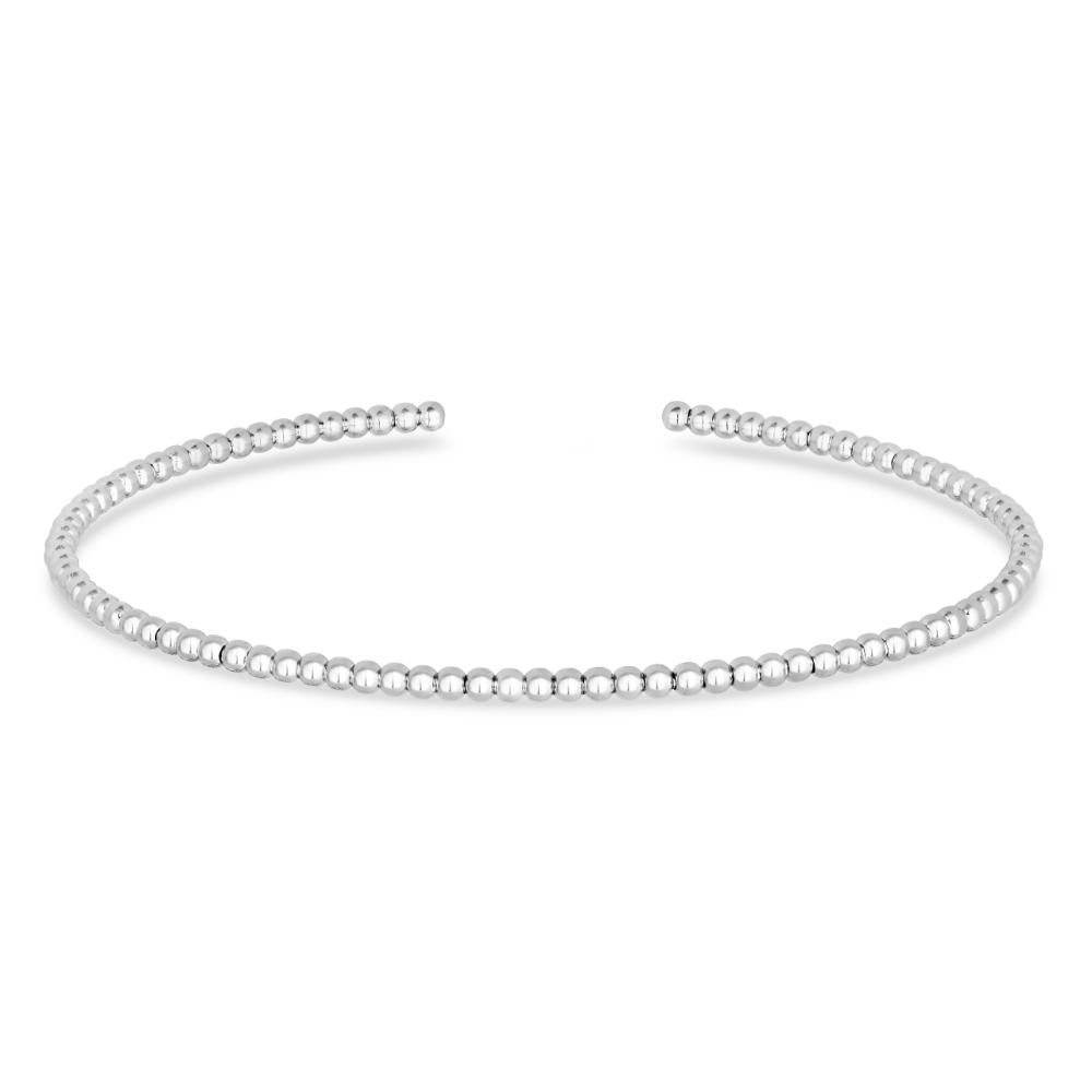 14K Gold 2mm Bead Cuff Bracelet for Women - Dainty Minimalist Adjustable Bangle for Everyday Wear, Stacking Jewelry, and Special Occasions