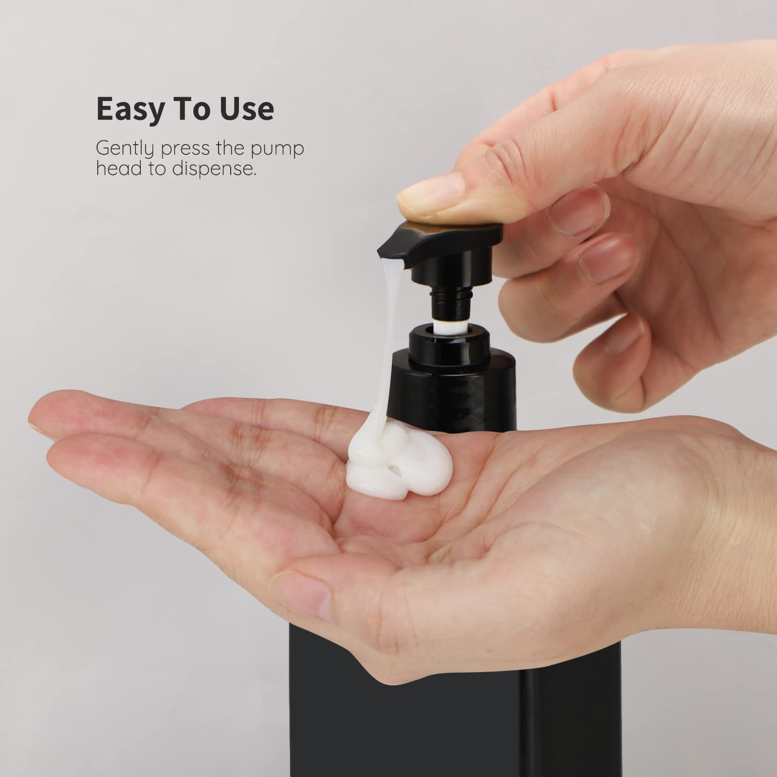 Segbeauty 4-Pack 16.9oz (500ml) Black Refillable Shower Dispenser Bottles - Plastic Pump Press Soap Dispensers for Bathroom, Shampoo, Conditioner, Body Wash, Lotion & Dish Soap | Perfect for Home, Gym & Travel Use