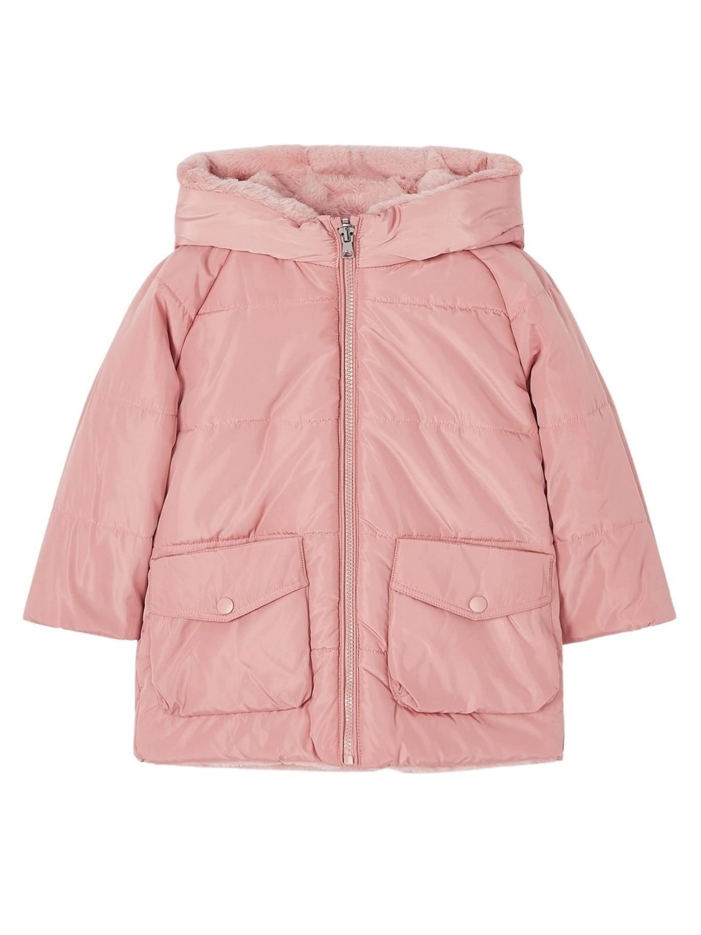 Mayoral Girls Reversible Coat - 4489 Rose Pink, Warm Winter Jacket for Toddler & Kids, Perfect for School, Playdates & Outdoor Activities