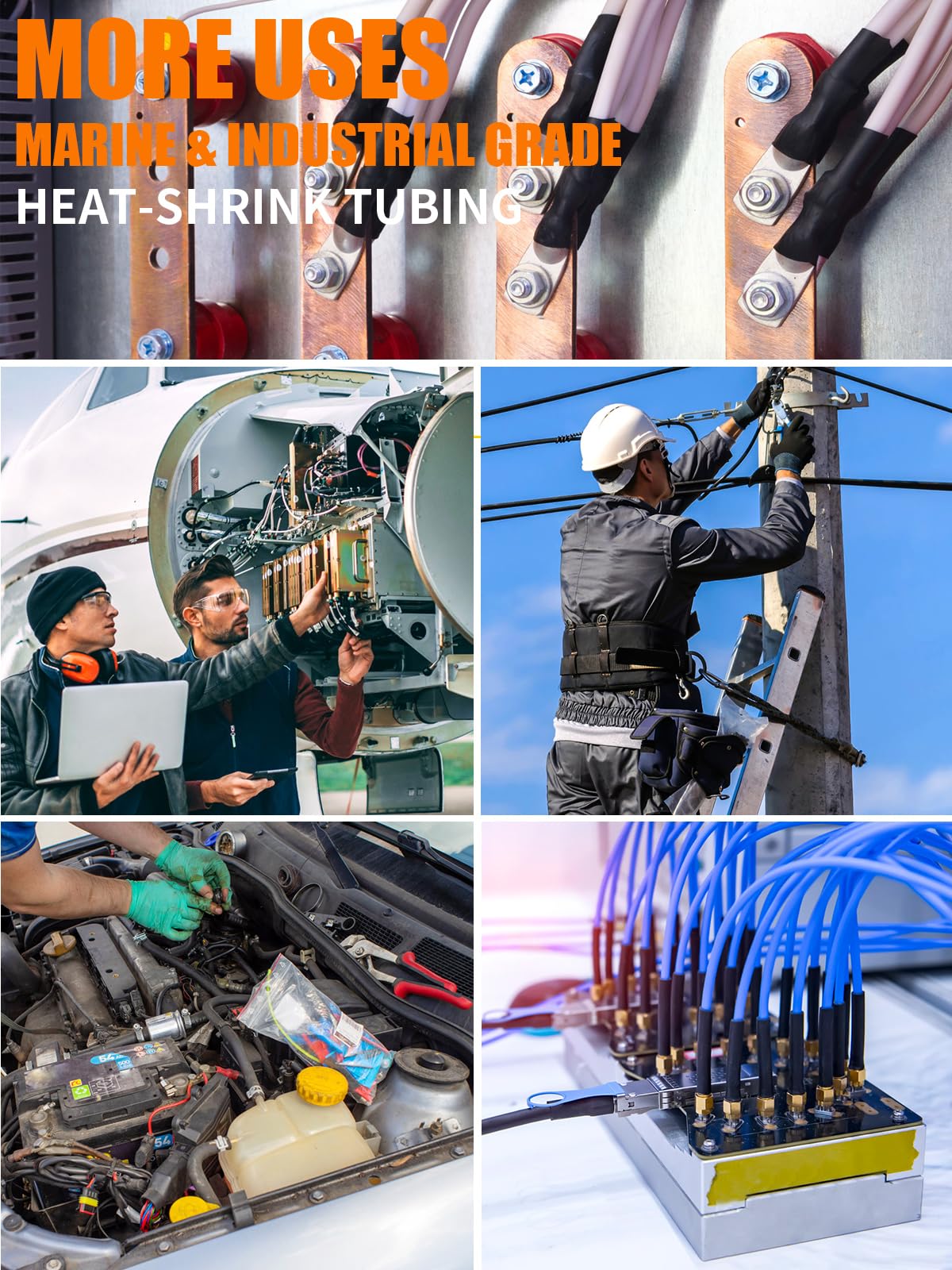 216PCS Heat Shrink Tubing Kit - 3:1 Black Waterproof for Wires & Automotive | Electrical Insulation Solution