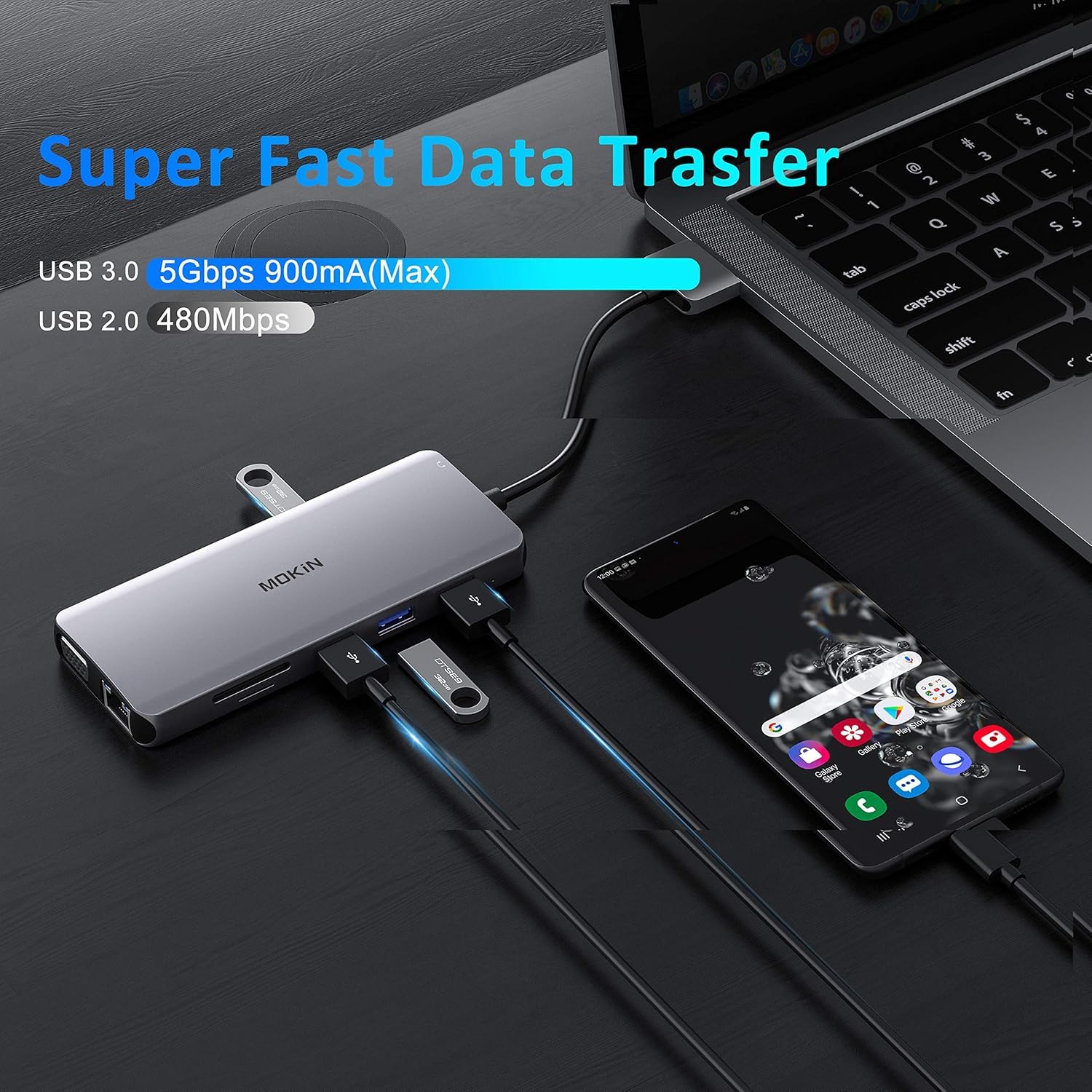 12-in-1 USB C Docking Station for MacBook Pro/Air - Dual HDMI, VGA, Ethernet, 4 USB Ports, 100W PD, SD/TF Card Reader - Perfect for Home Office, Video Editing & Multi-Monitor Setup