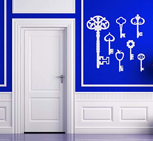 Antique Skeleton Key Wall Decor - Vintage Metal Keys Wall Art Decal | Made in USA | Perfect for Bedroom, Living Room & Office Wall Decor