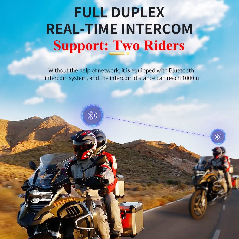 Martian Motorcycle Helmet Bluetooth 5.1 Headset - Wireless IP67 Waterproof Intercom System for Motorcycling, Biking & Skiing - 1000M Range, 2-in-1 Microphone, 2 Riders Communication - Perfect for Adventure Rides, Commuting & Outdoor Sports (Blue T-S2 Model)