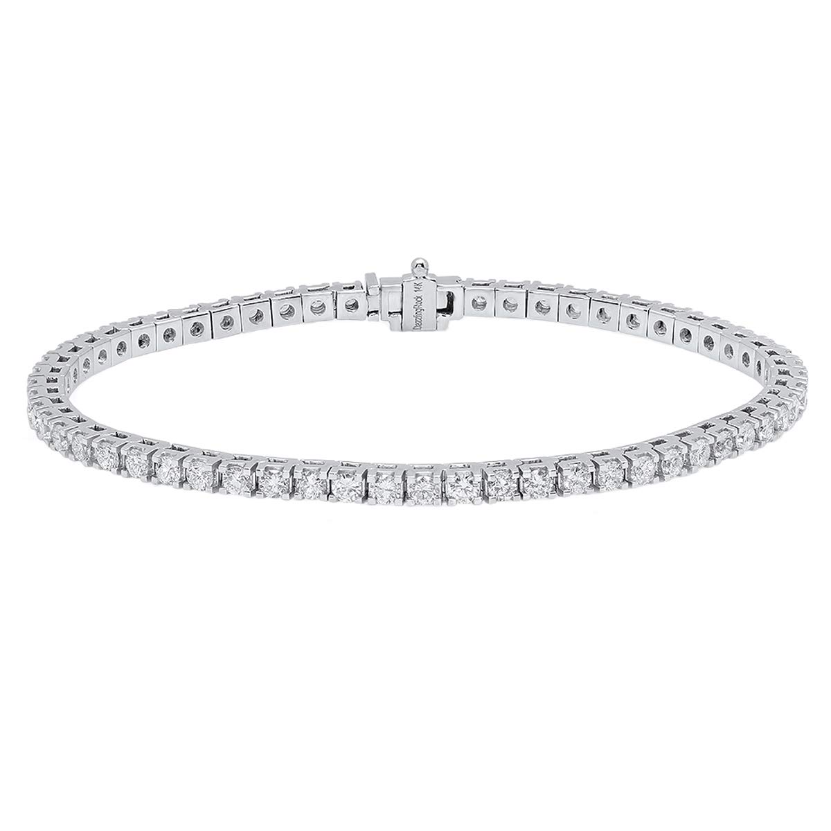 IGI Certified Round Lab Grown White Diamond Tennis Bracelet for Women - 14K Solid White Gold | Elegant Jewelry Gift for Anniversary, Wedding & Special Occasions