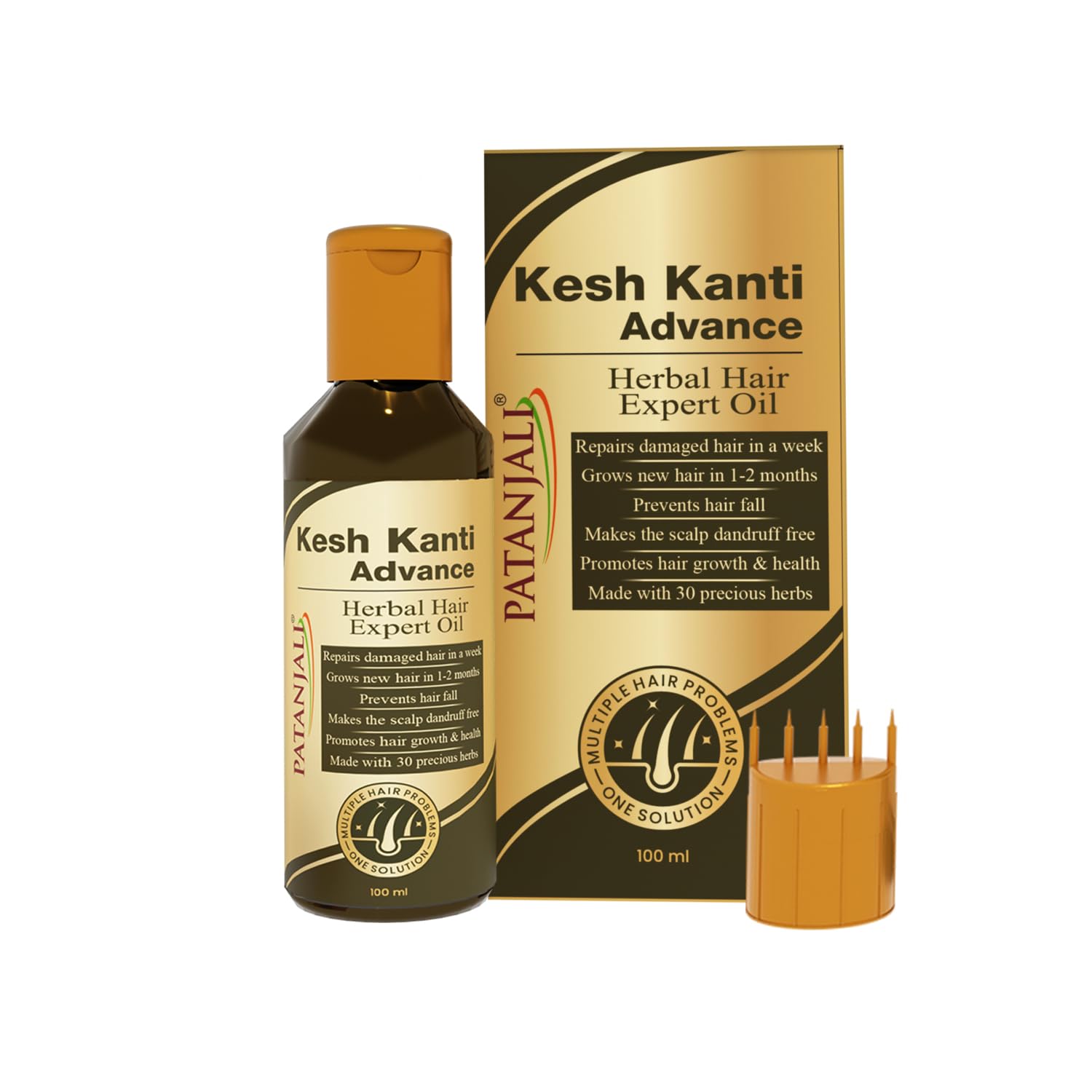 Patanjali Kesh Kanti Advance Herbal Hair Oil 100ml - Natural Hair Growth Treatment with Amla, Reetha & Shikakai for Stronger, Longer Hair - Men & Women - Perfect for Daily Scalp Massage & Hair Nourishment