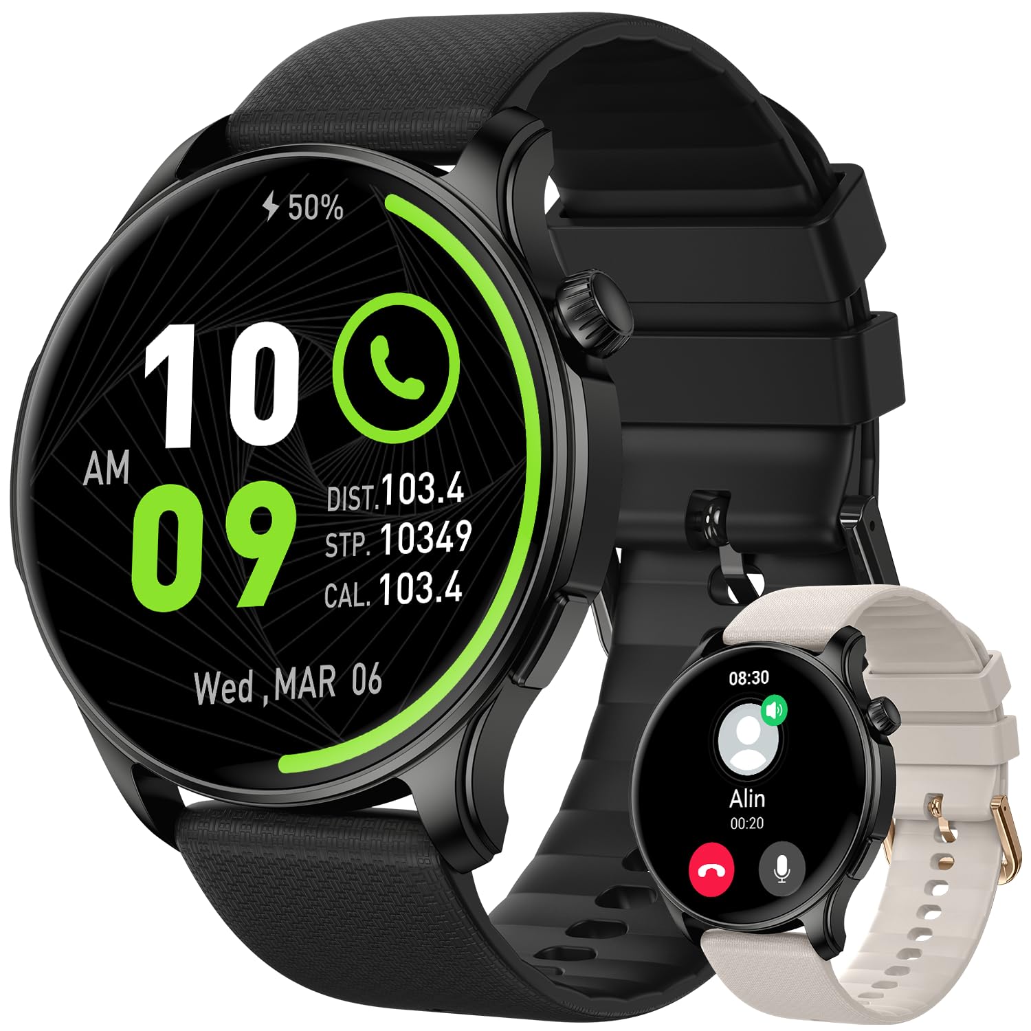 Smart Watch for Men & Women - Waterproof Fitness Tracker with Heart Rate Monitor, Step Counter, Call Function - Compatible with iPhone, Android & Samsung Phones - Perfect for Running, Workouts & Daily Use