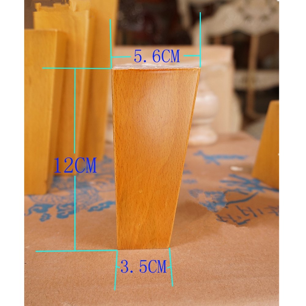 Set of 4 Tilted Square Beech Wood TV Stand Legs - 12cm Height for DIY Furniture, Sofa, Chair, Ottoman, Couch & Bed Cabinet - Perfect for Home Decor and DIY Projects